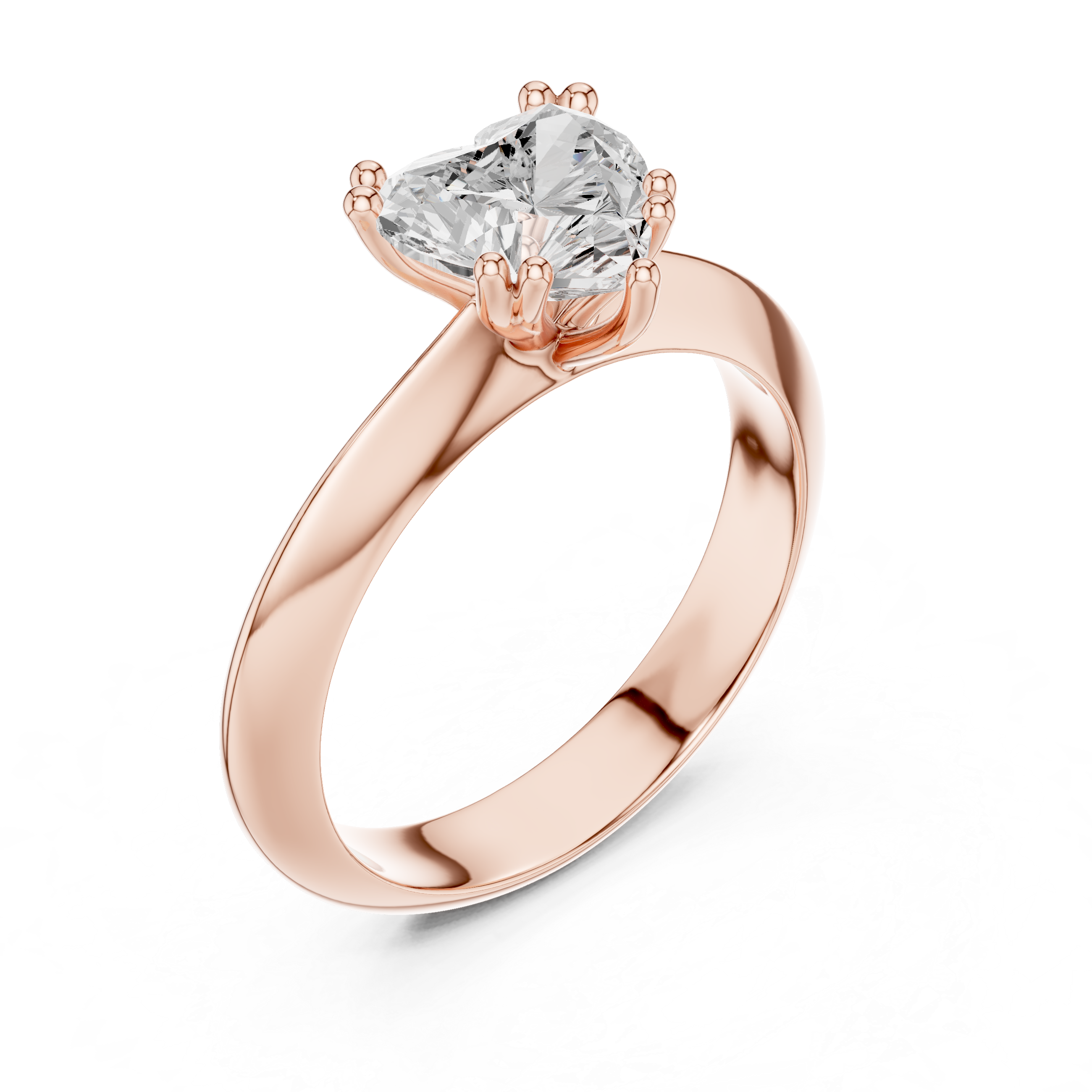 Heart Cut Solitaire Engagement Ring with Plain Band