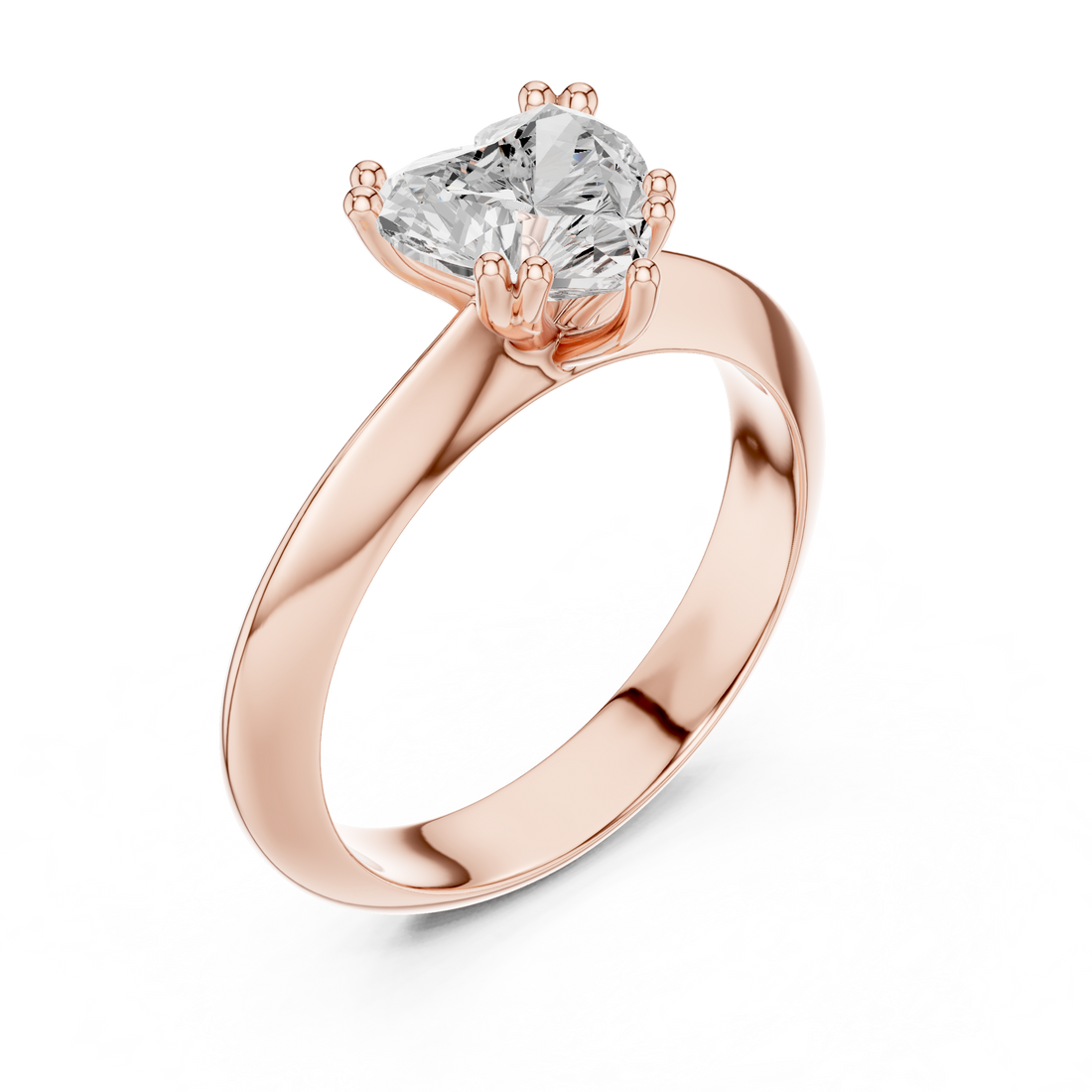 Heart Cut Solitaire Engagement Ring with Plain Band