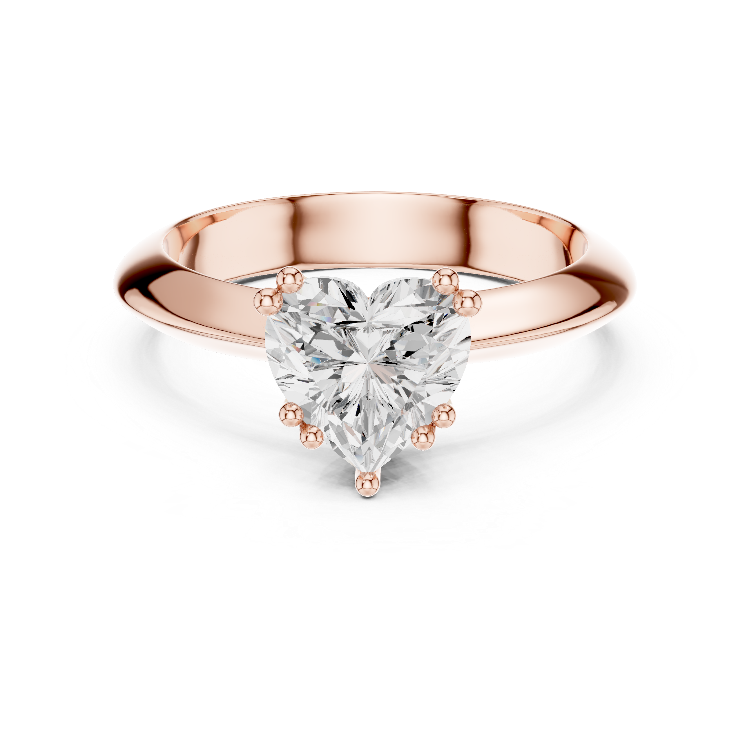 Heart Cut Solitaire Engagement Ring with Plain Band
