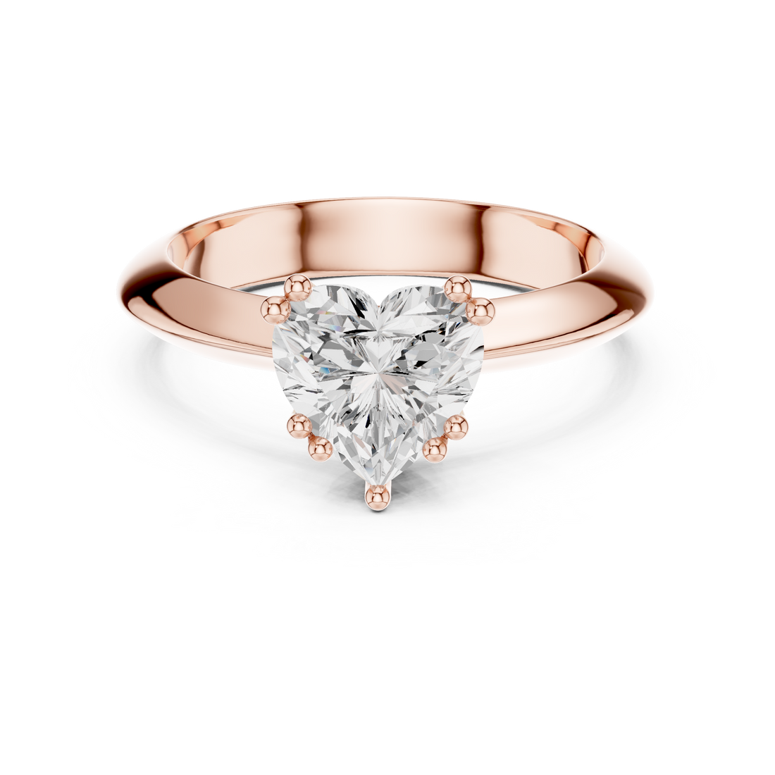 Heart Cut Solitaire Engagement Ring with Plain Band