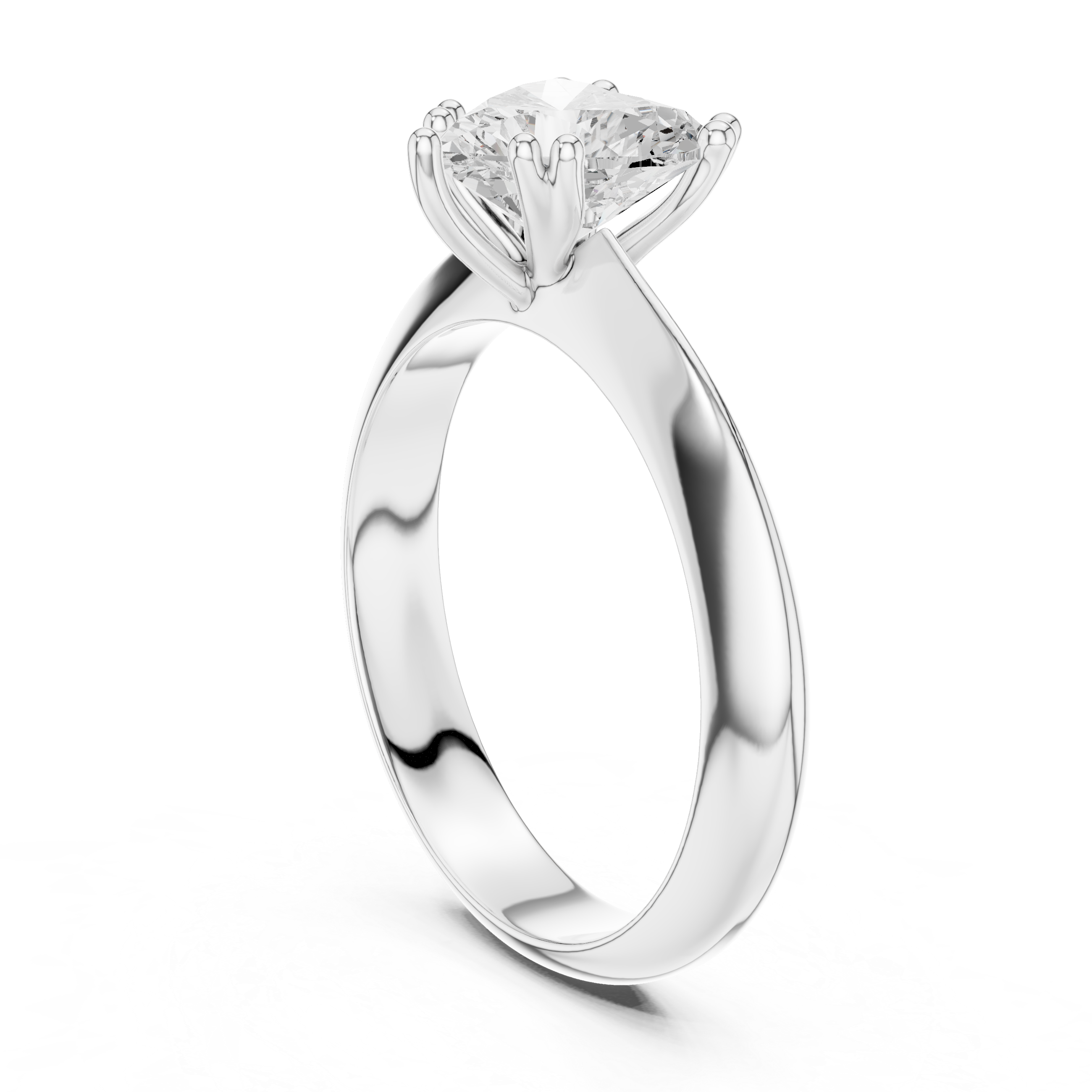 Heart Cut Solitaire Engagement Ring with Plain Band