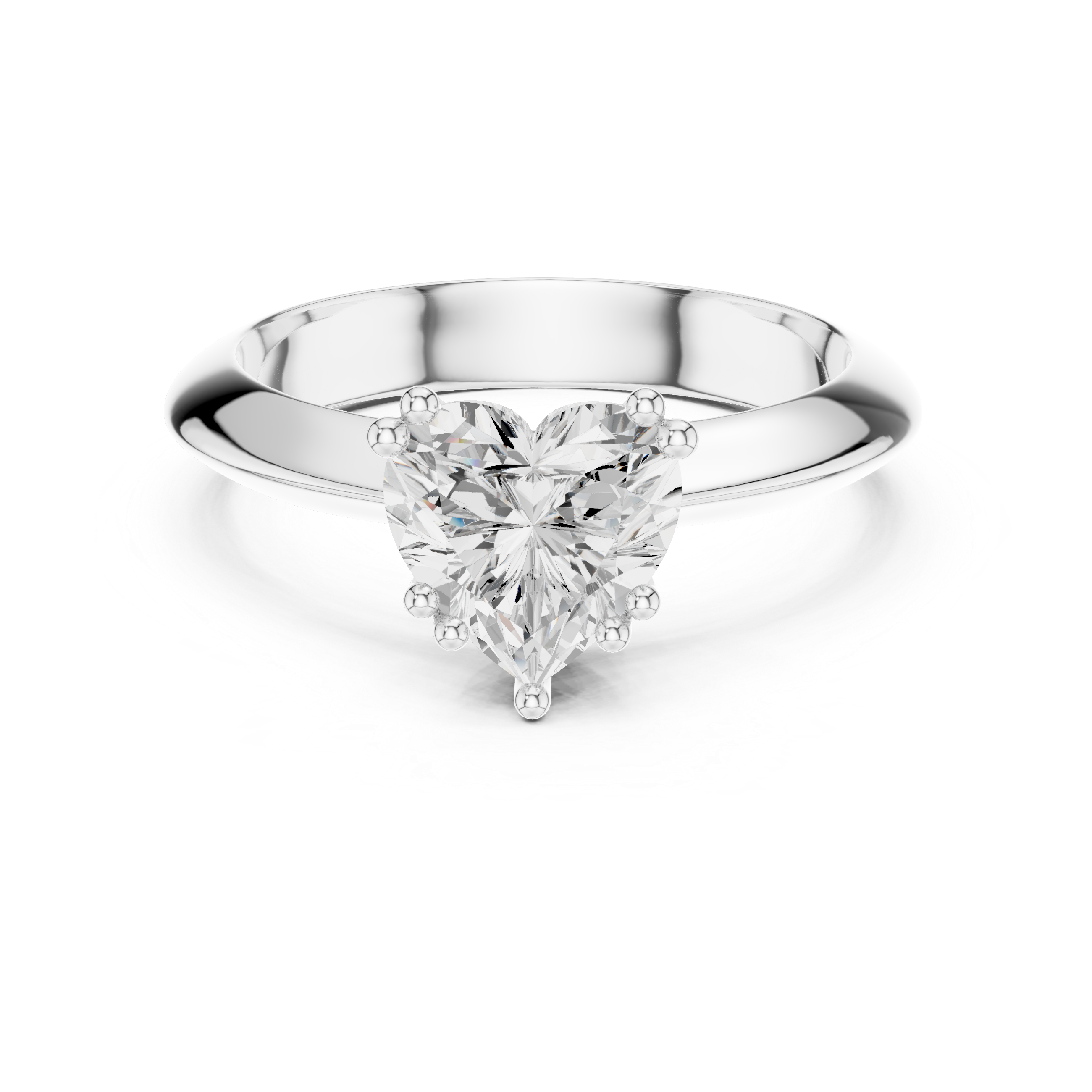 Heart Cut Solitaire Engagement Ring with Plain Band