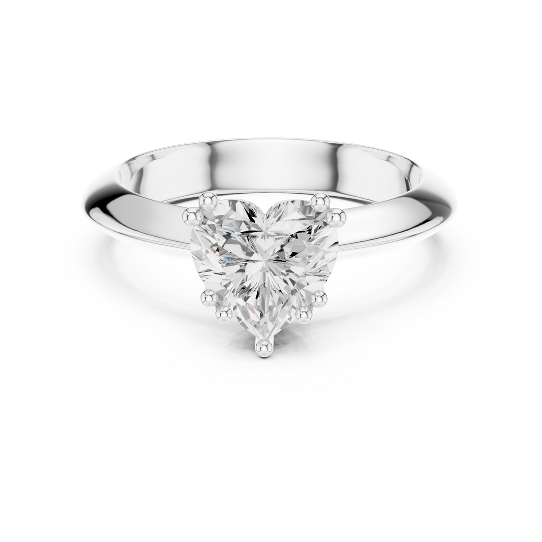 Heart Cut Solitaire Engagement Ring with Plain Band