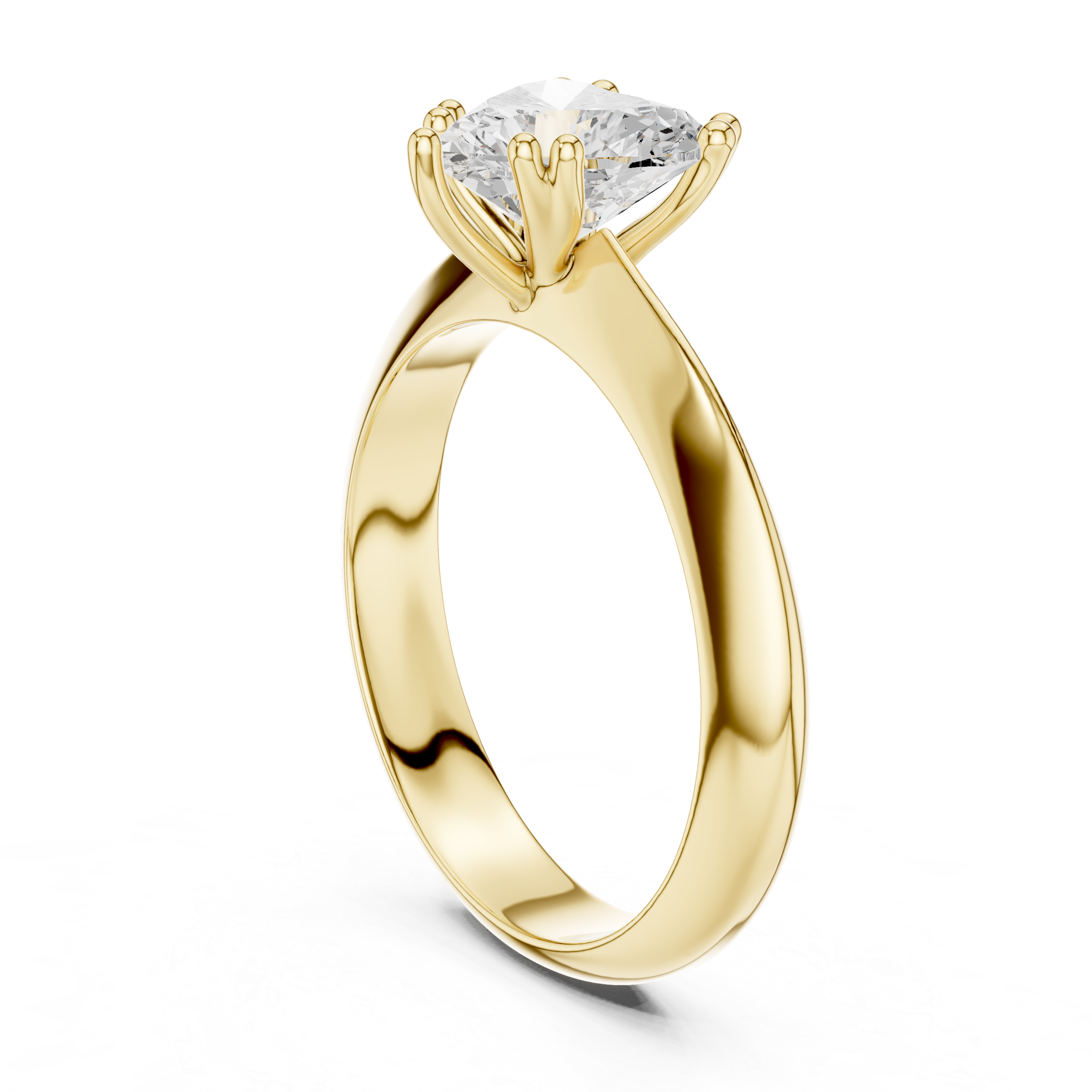 Heart Cut Solitaire Engagement Ring with Plain Band