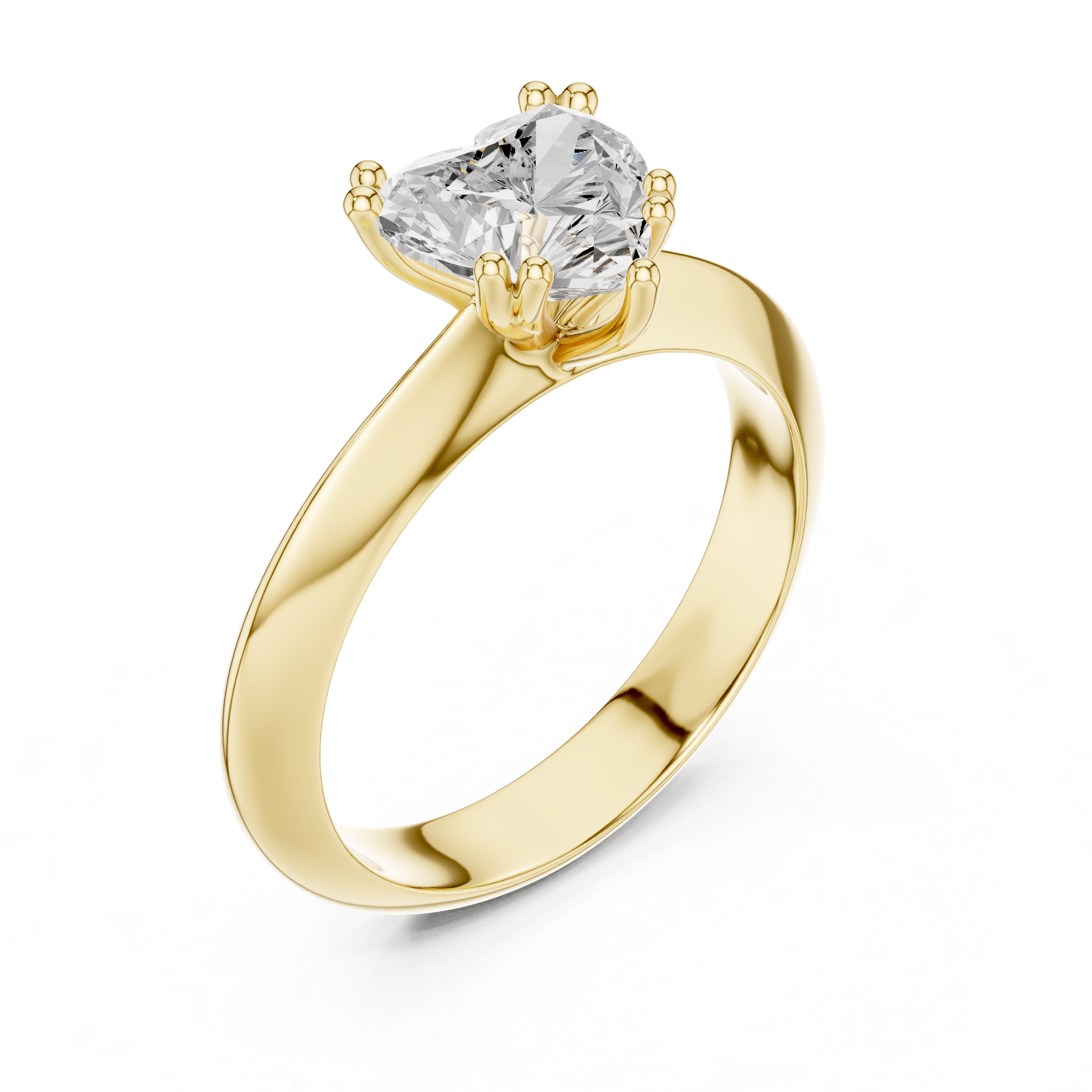 Heart Cut Solitaire Engagement Ring with Plain Band