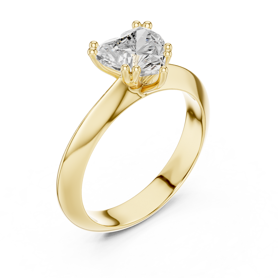 Heart Cut Solitaire Engagement Ring with Plain Band