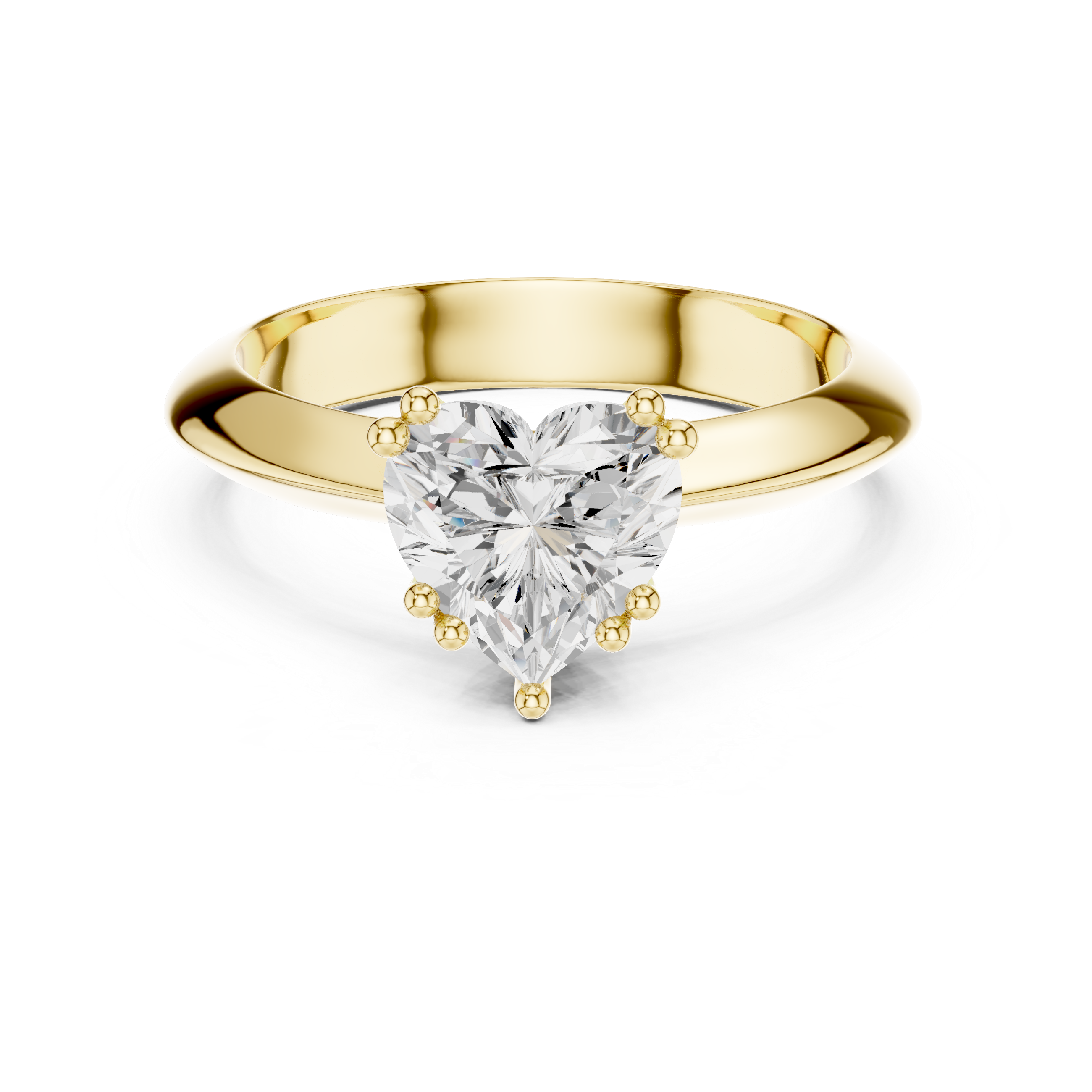 Heart Cut Solitaire Engagement Ring with Plain Band