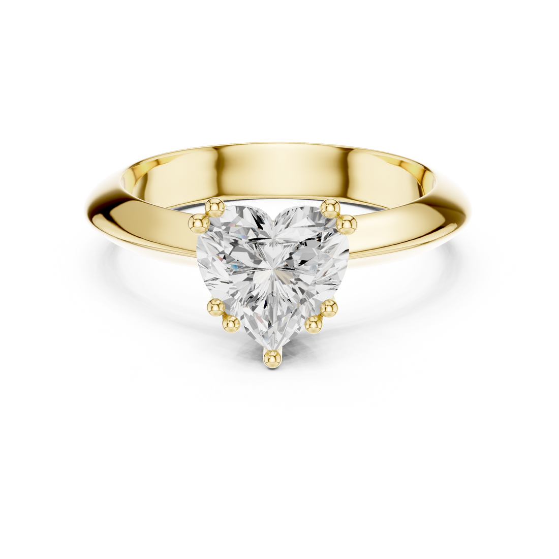 Heart Cut Solitaire Engagement Ring with Plain Band