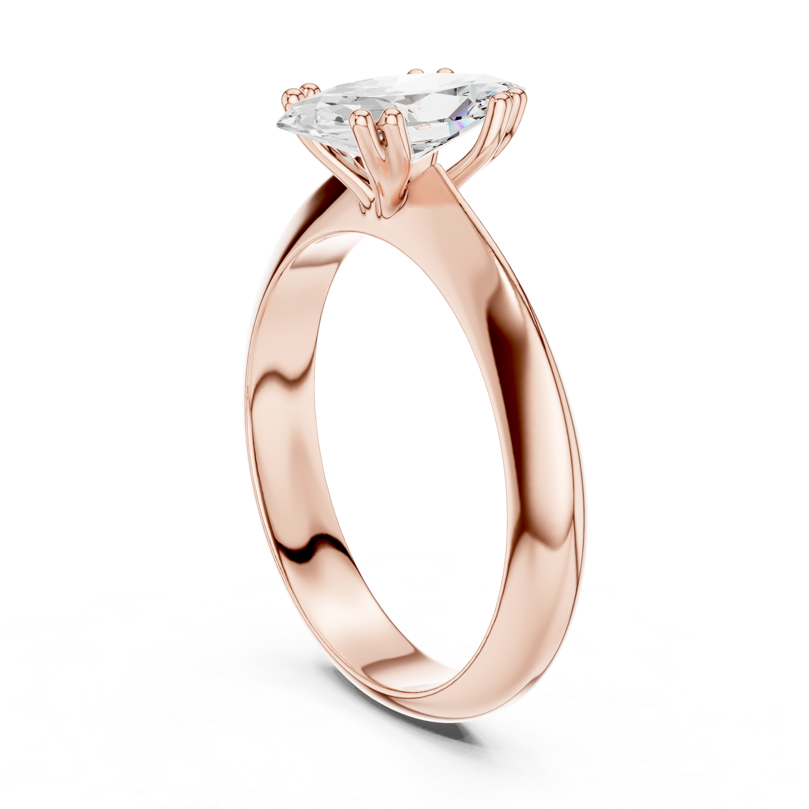 Marquise Cut Solitaire Engagement Ring with Plain Band