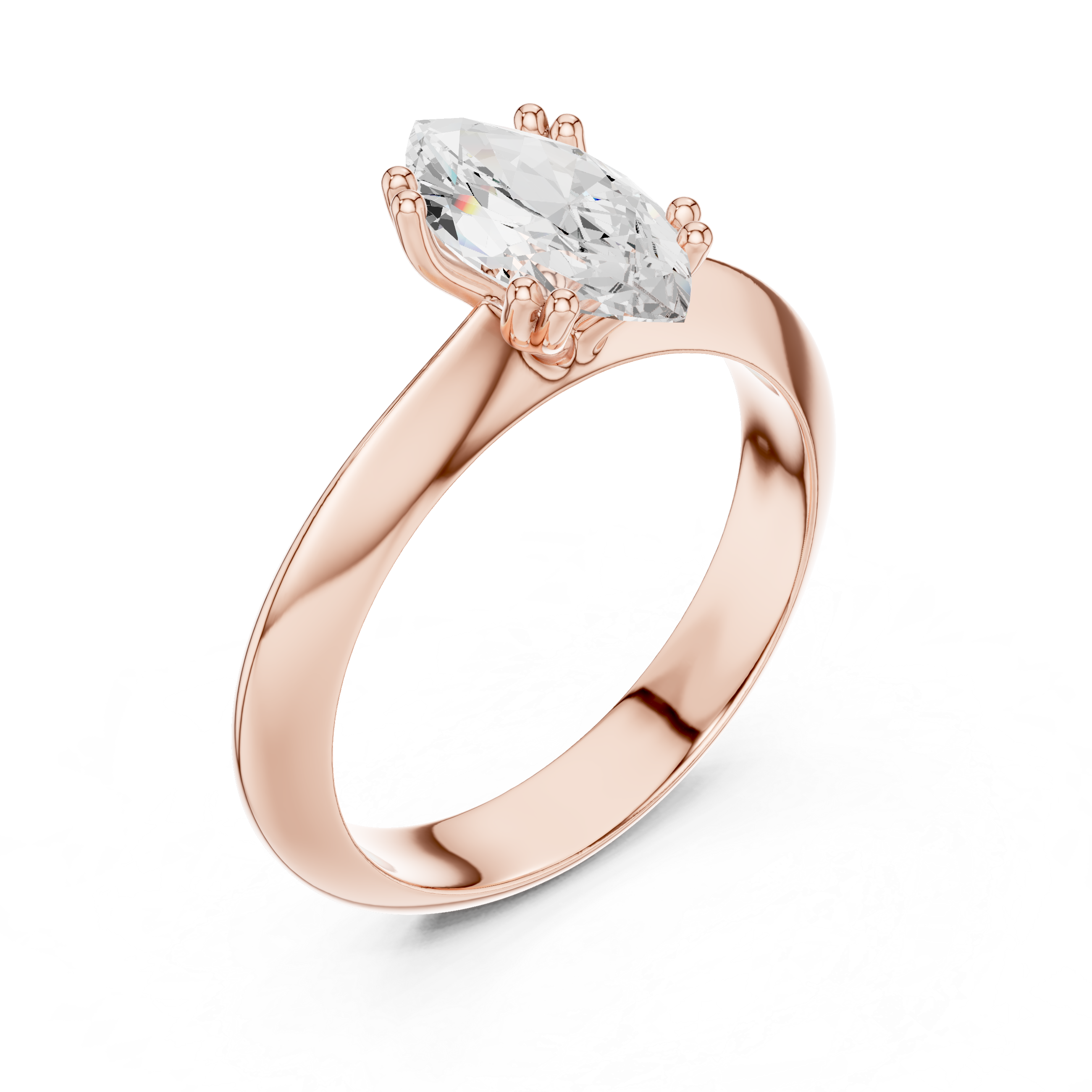 Marquise Cut Solitaire Engagement Ring with Plain Band