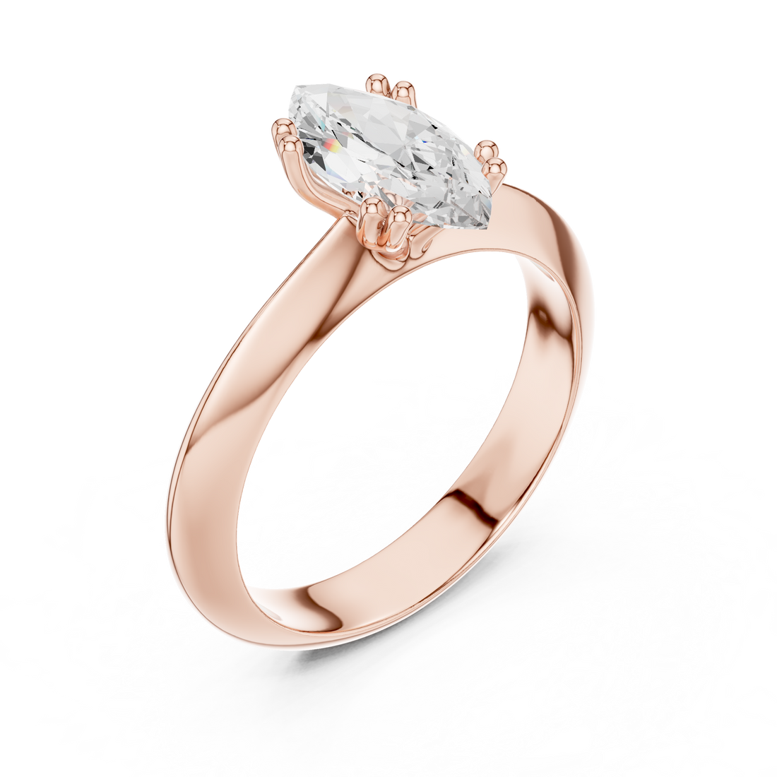 Marquise Cut Solitaire Engagement Ring with Plain Band