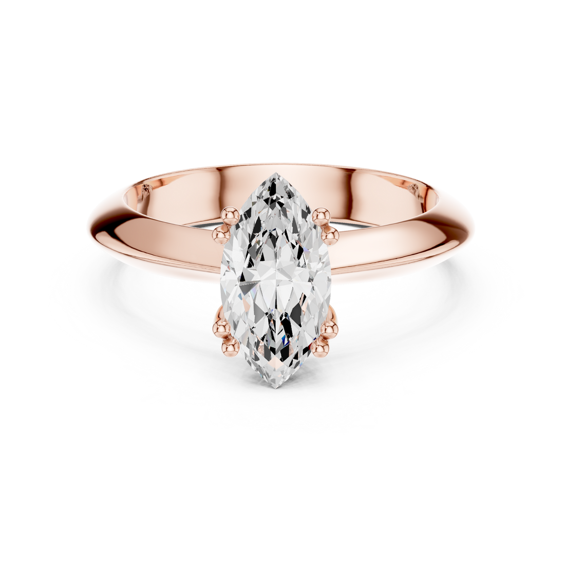Marquise Cut Solitaire Engagement Ring with Plain Band