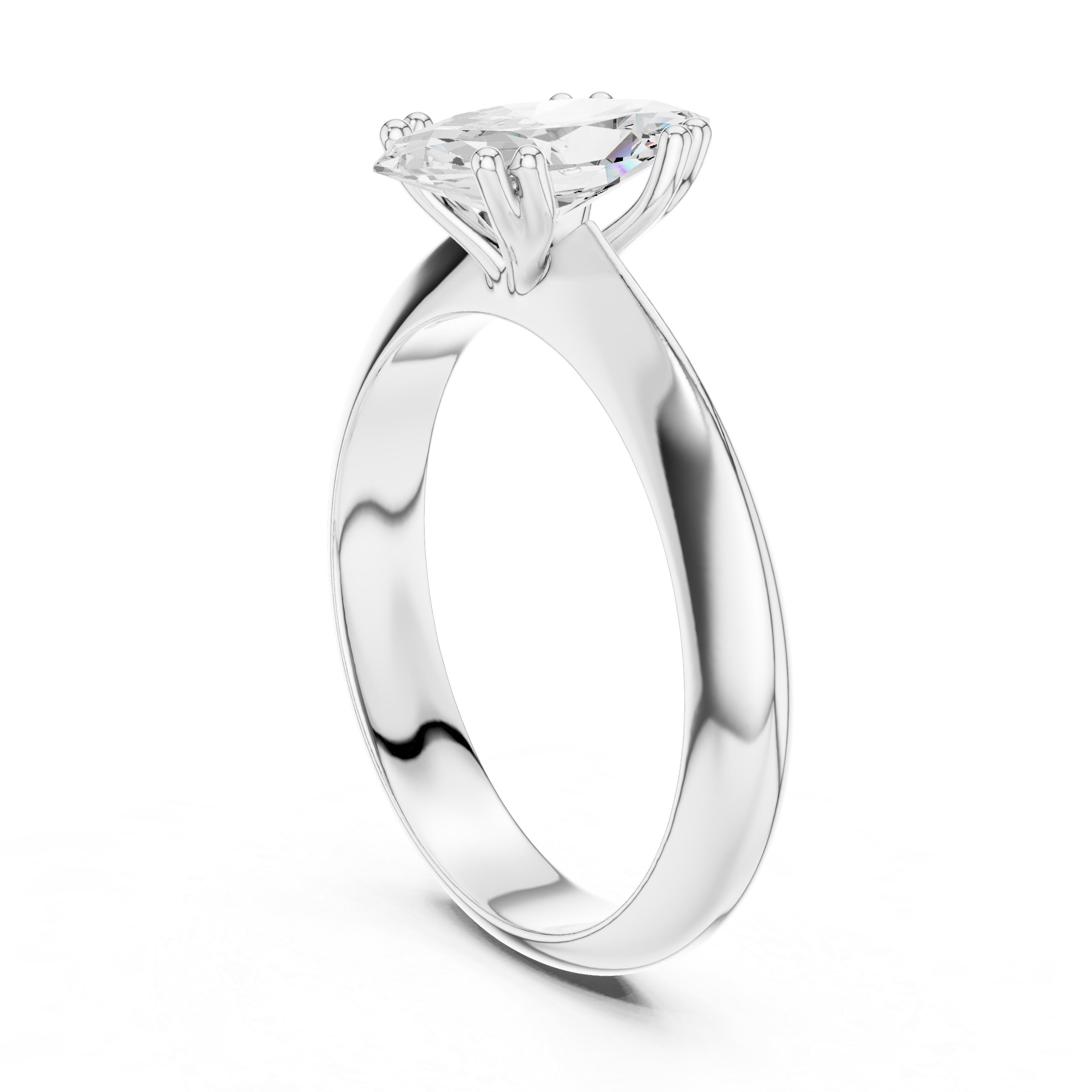 Marquise Cut Solitaire Engagement Ring with Plain Band