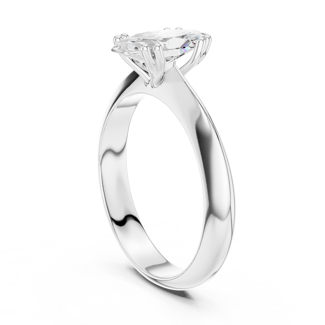 Marquise Cut Solitaire Engagement Ring with Plain Band