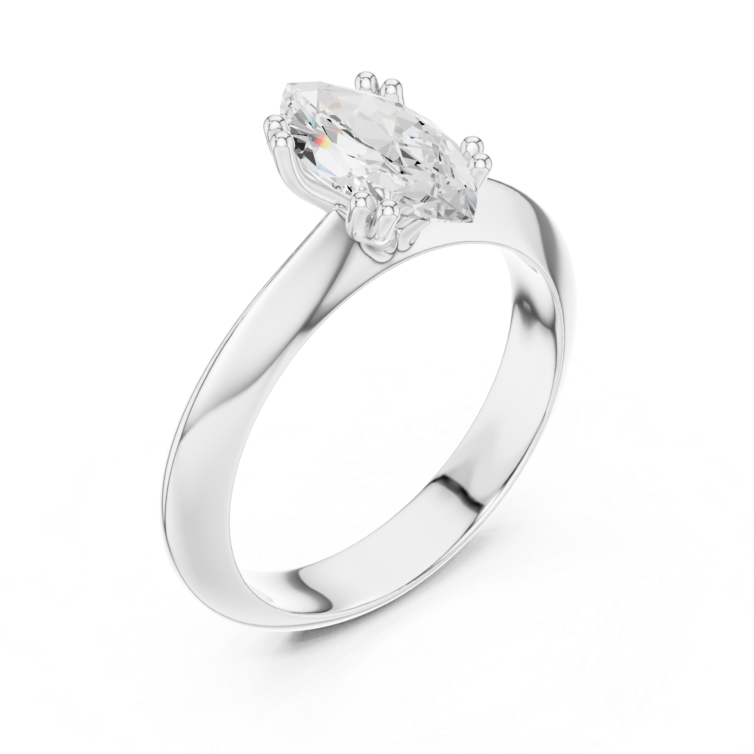 Marquise Cut Solitaire Engagement Ring with Plain Band