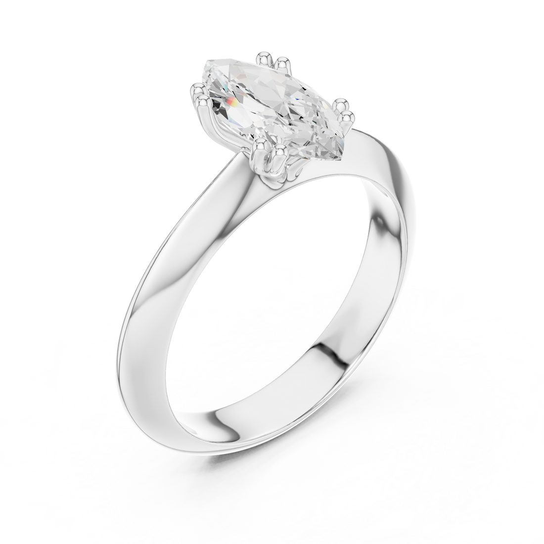 Marquise Cut Solitaire Engagement Ring with Plain Band