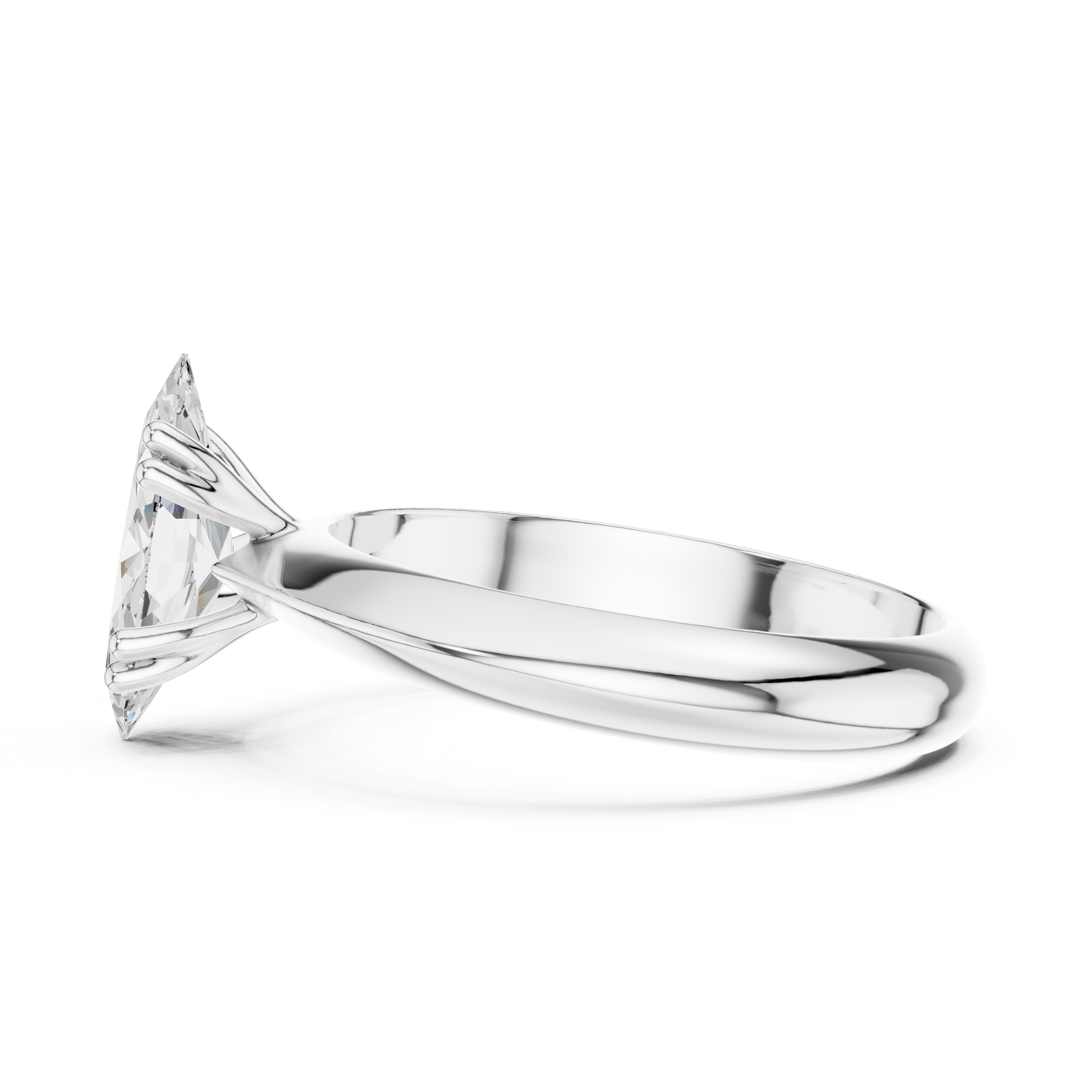 Marquise Cut Solitaire Engagement Ring with Plain Band