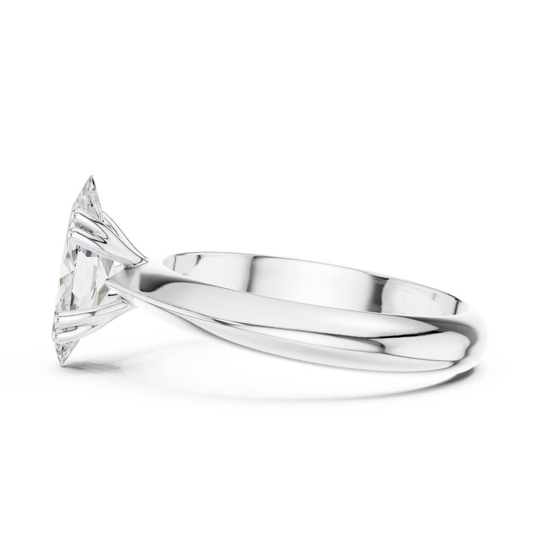 Marquise Cut Solitaire Engagement Ring with Plain Band