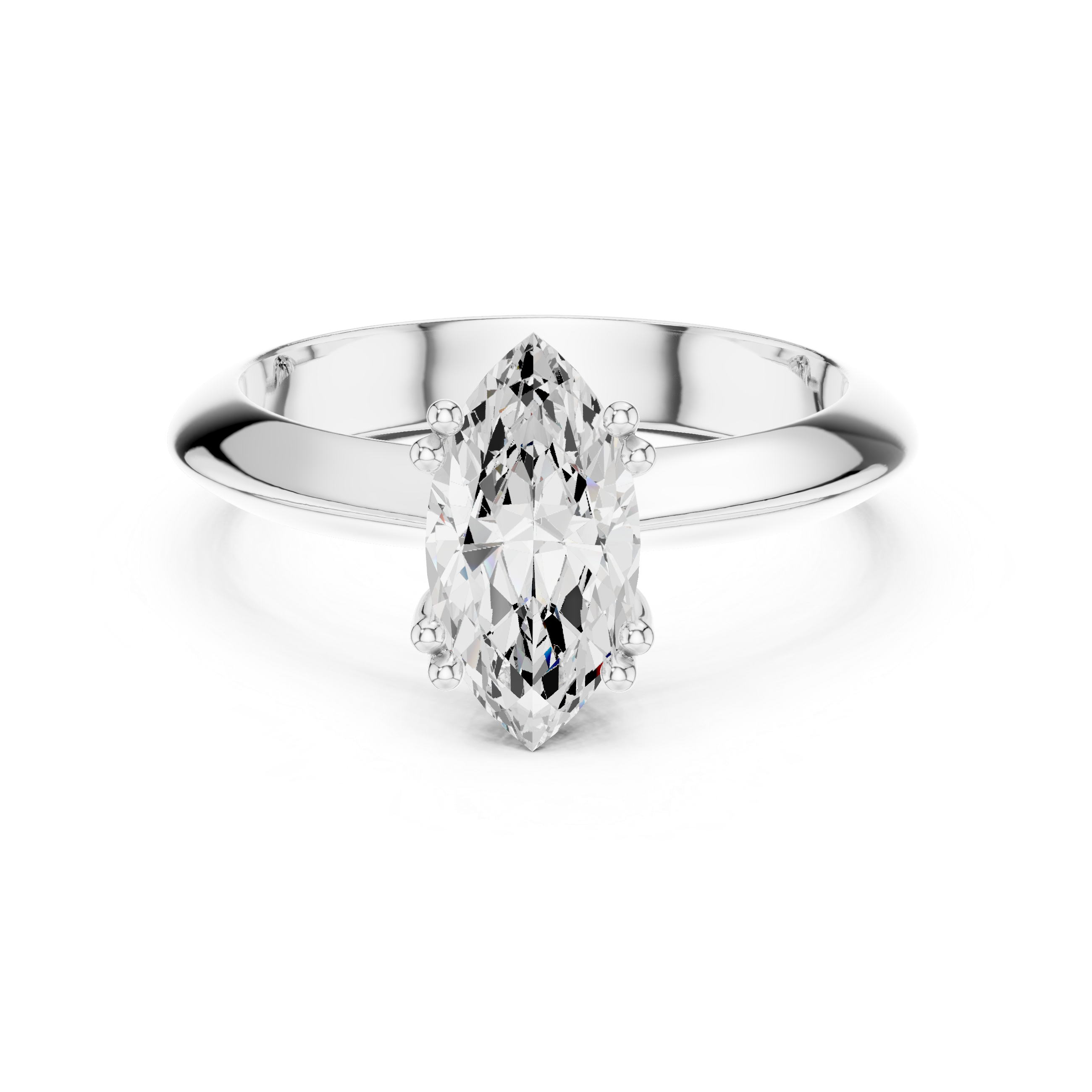 Marquise Cut Solitaire Engagement Ring with Plain Band