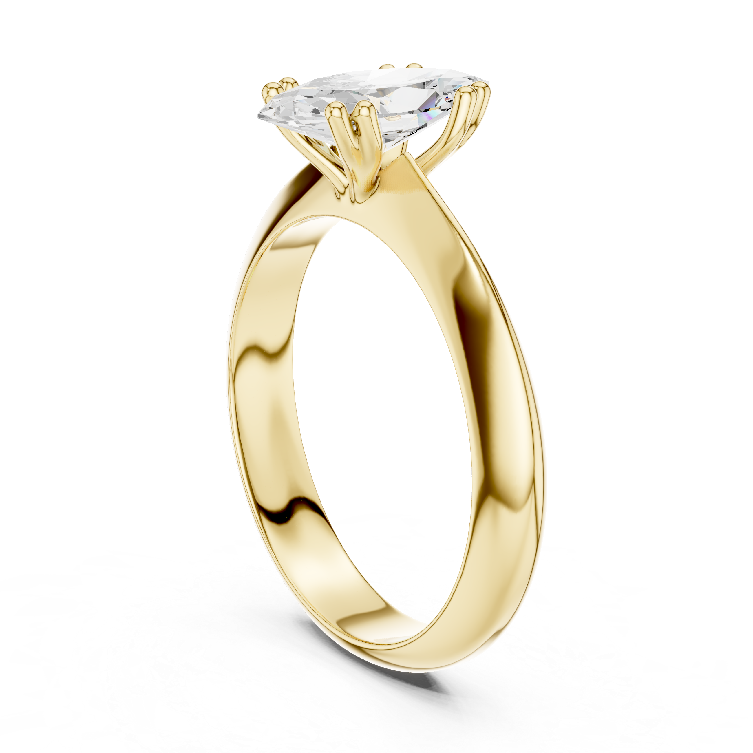 Marquise Cut Solitaire Engagement Ring with Plain Band