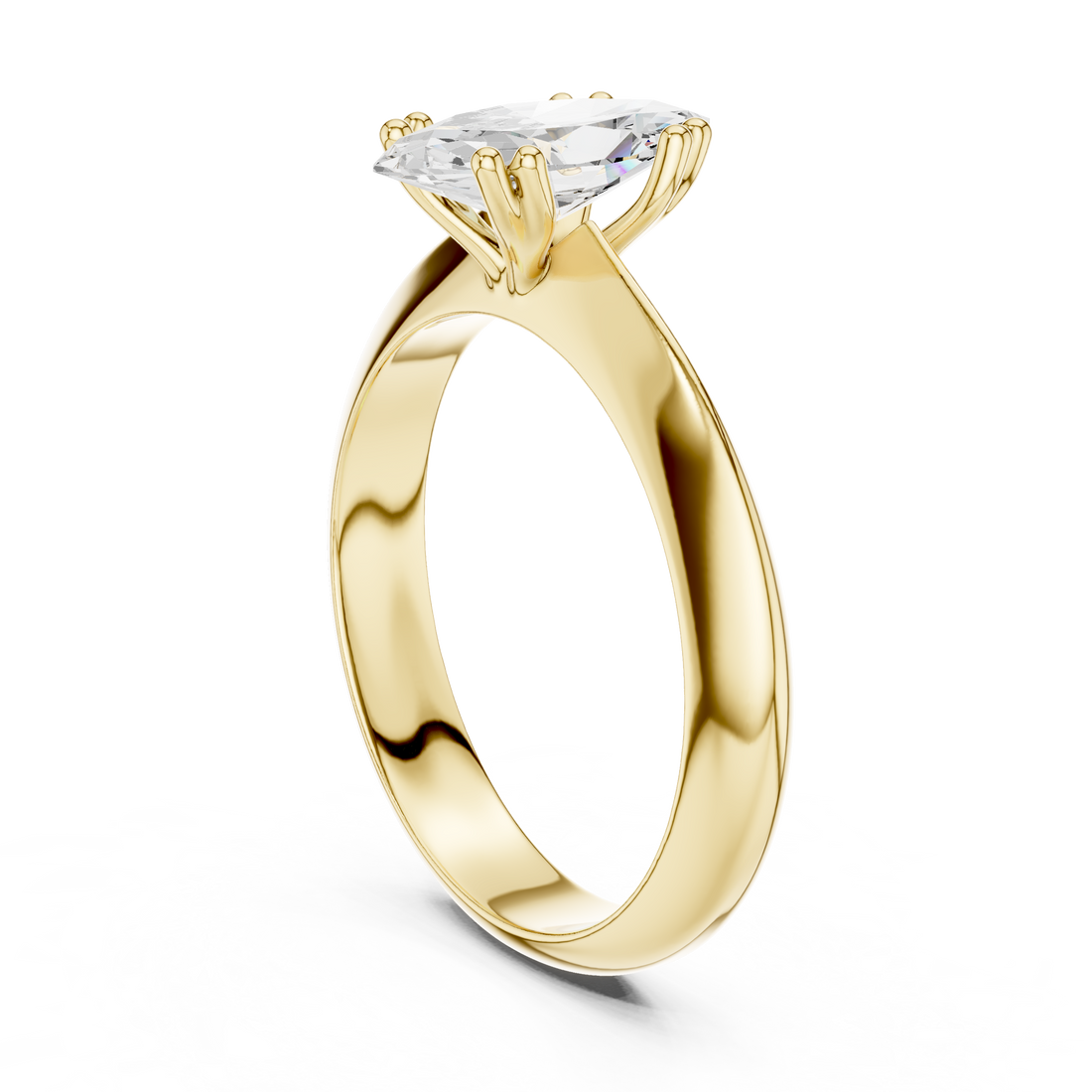 Marquise Cut Solitaire Engagement Ring with Plain Band