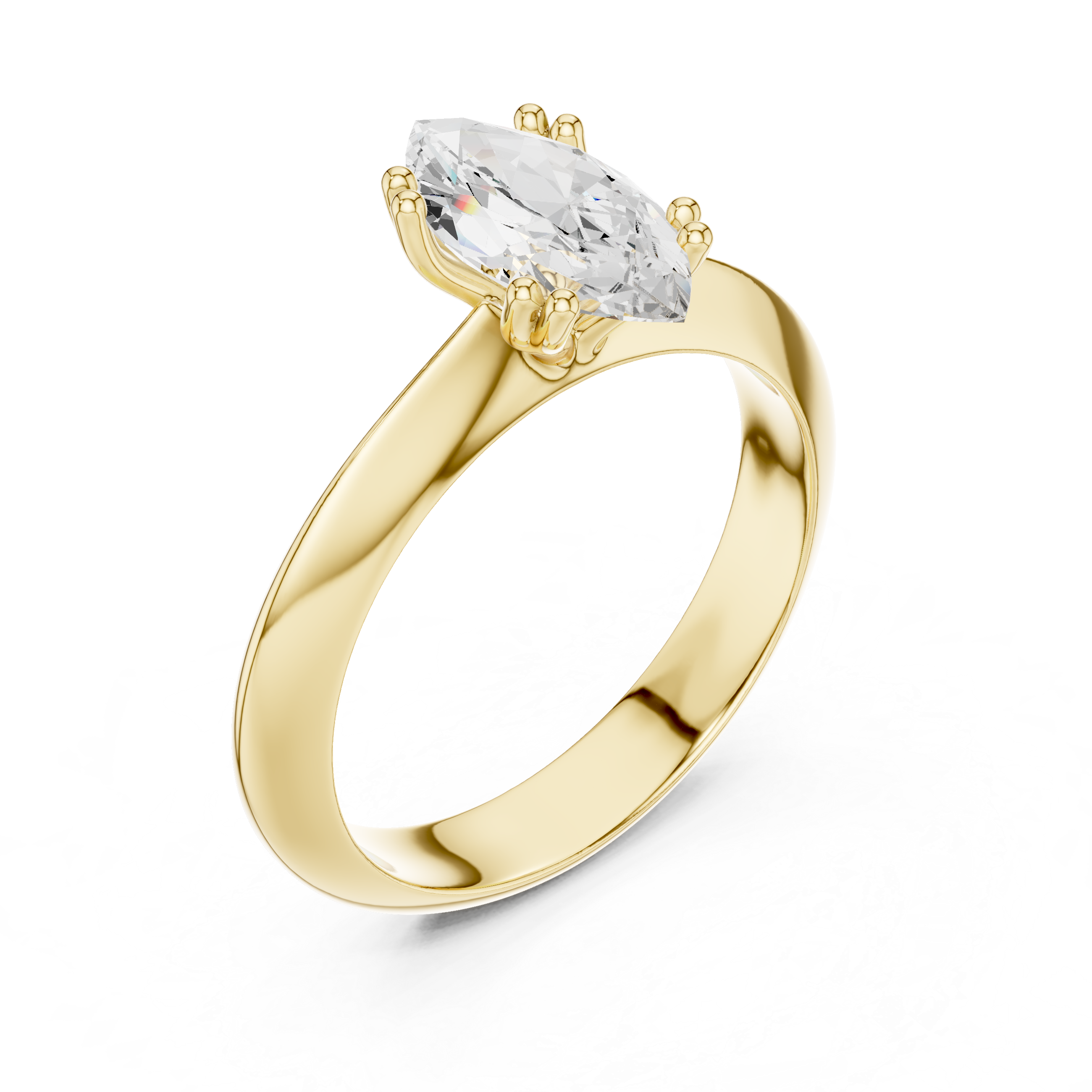 Marquise Cut Solitaire Engagement Ring with Plain Band