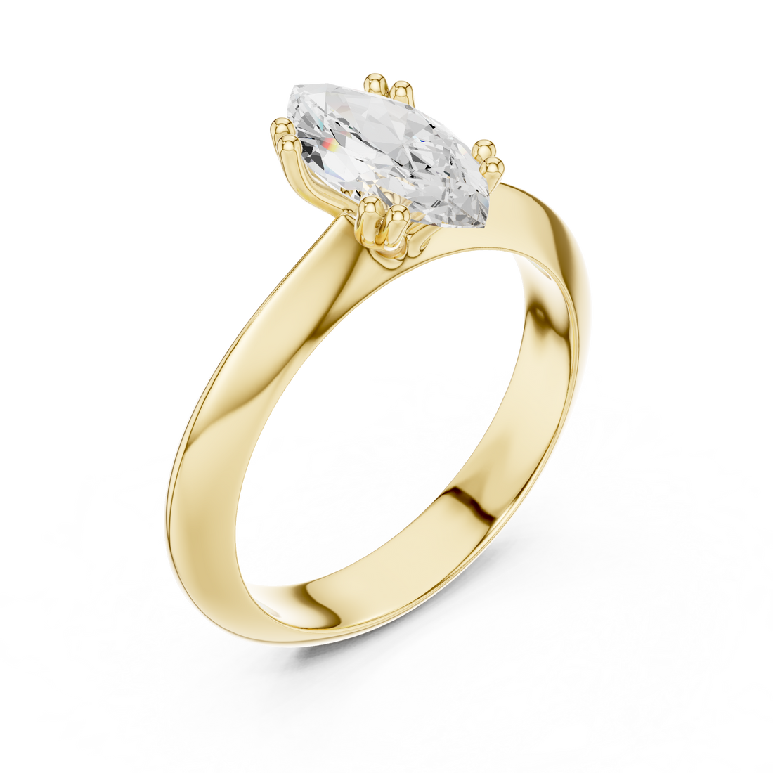 Marquise Cut Solitaire Engagement Ring with Plain Band