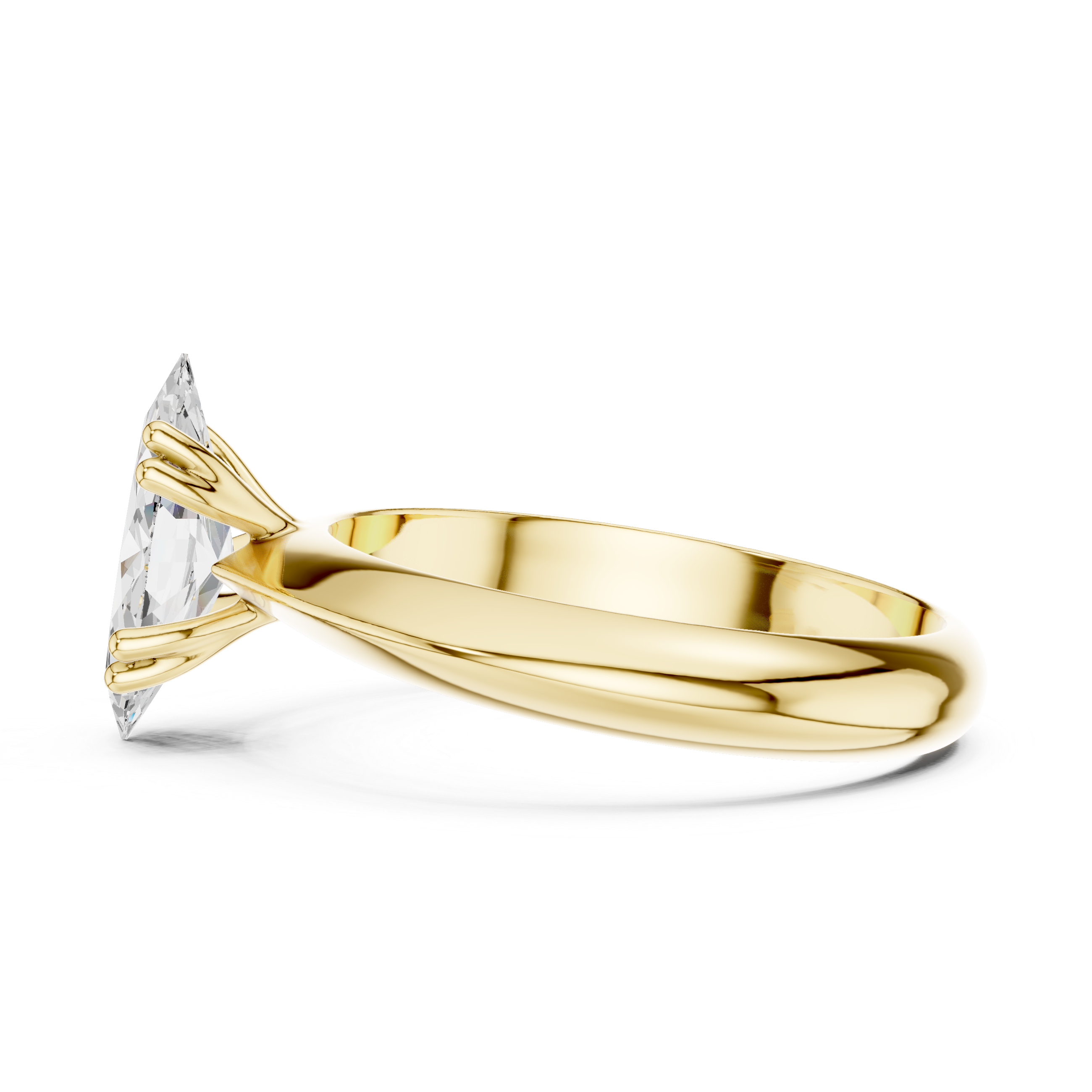 Marquise Cut Solitaire Engagement Ring with Plain Band