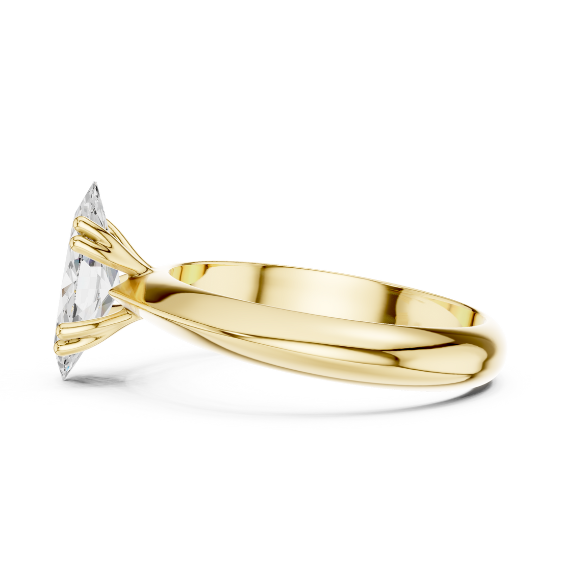 Marquise Cut Solitaire Engagement Ring with Plain Band
