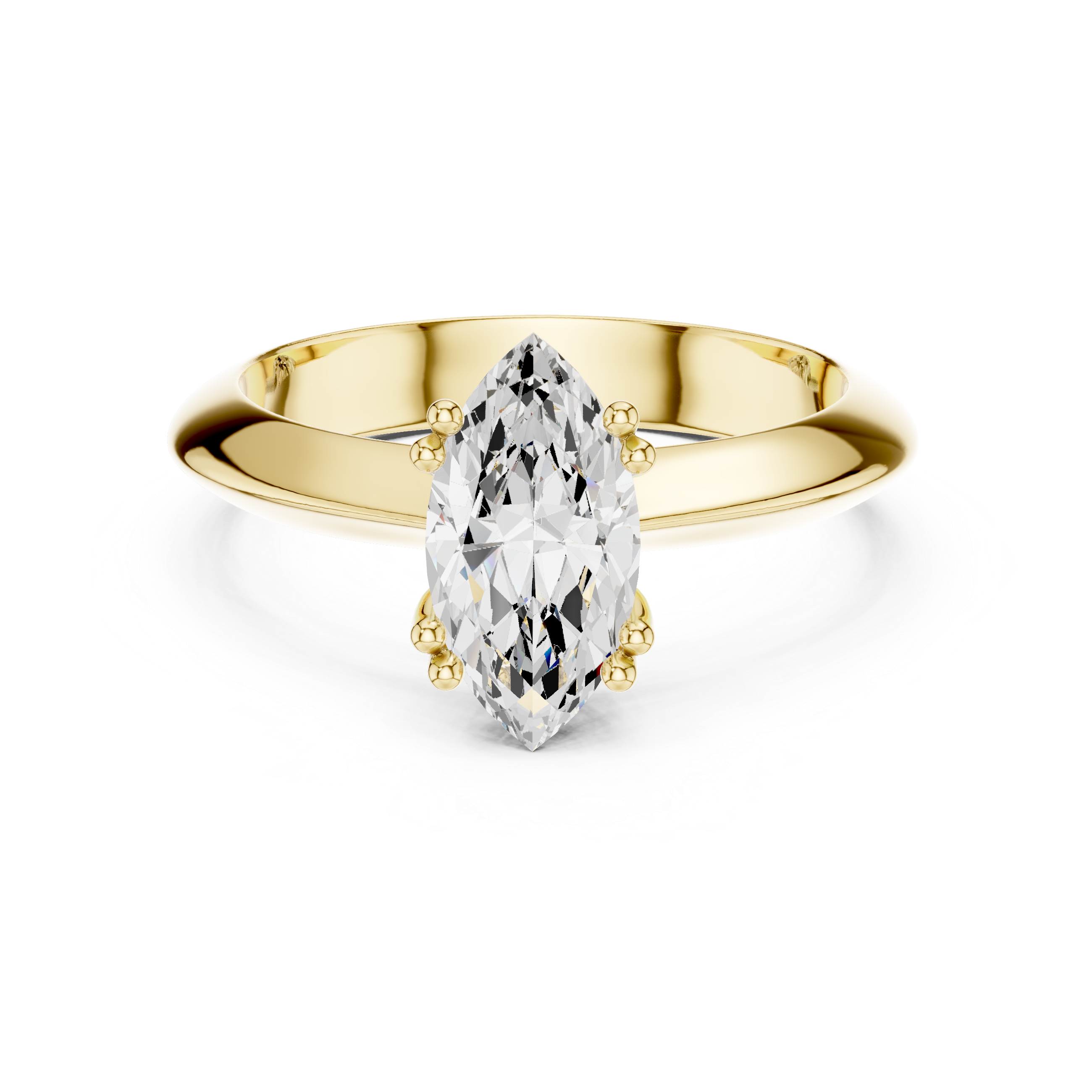 Marquise Cut Solitaire Engagement Ring with Plain Band
