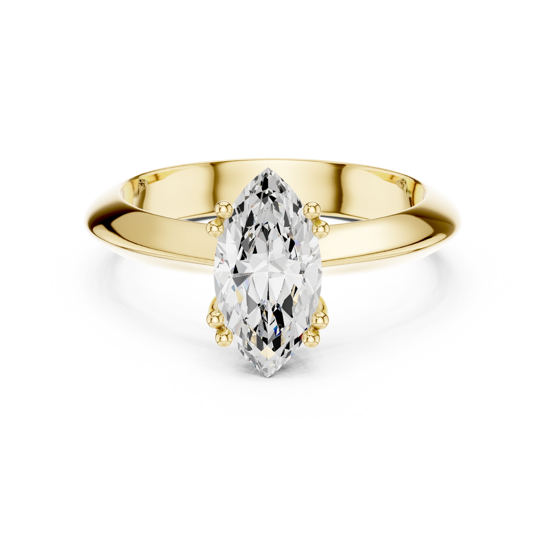 Marquise Cut Solitaire Engagement Ring with Plain Band