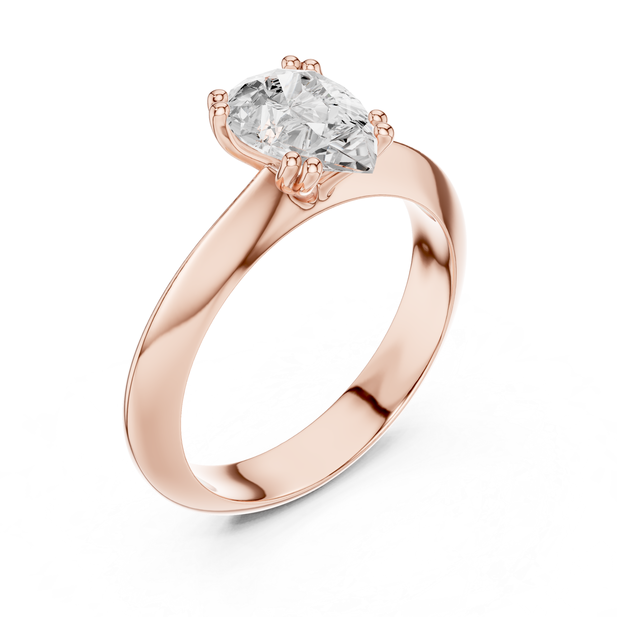 Pear Cut Solitaire Engagement Ring with Plain Band