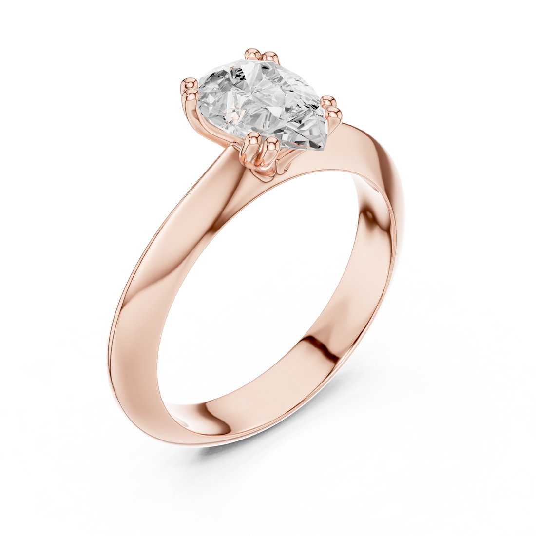 Pear Cut Solitaire Engagement Ring with Plain Band