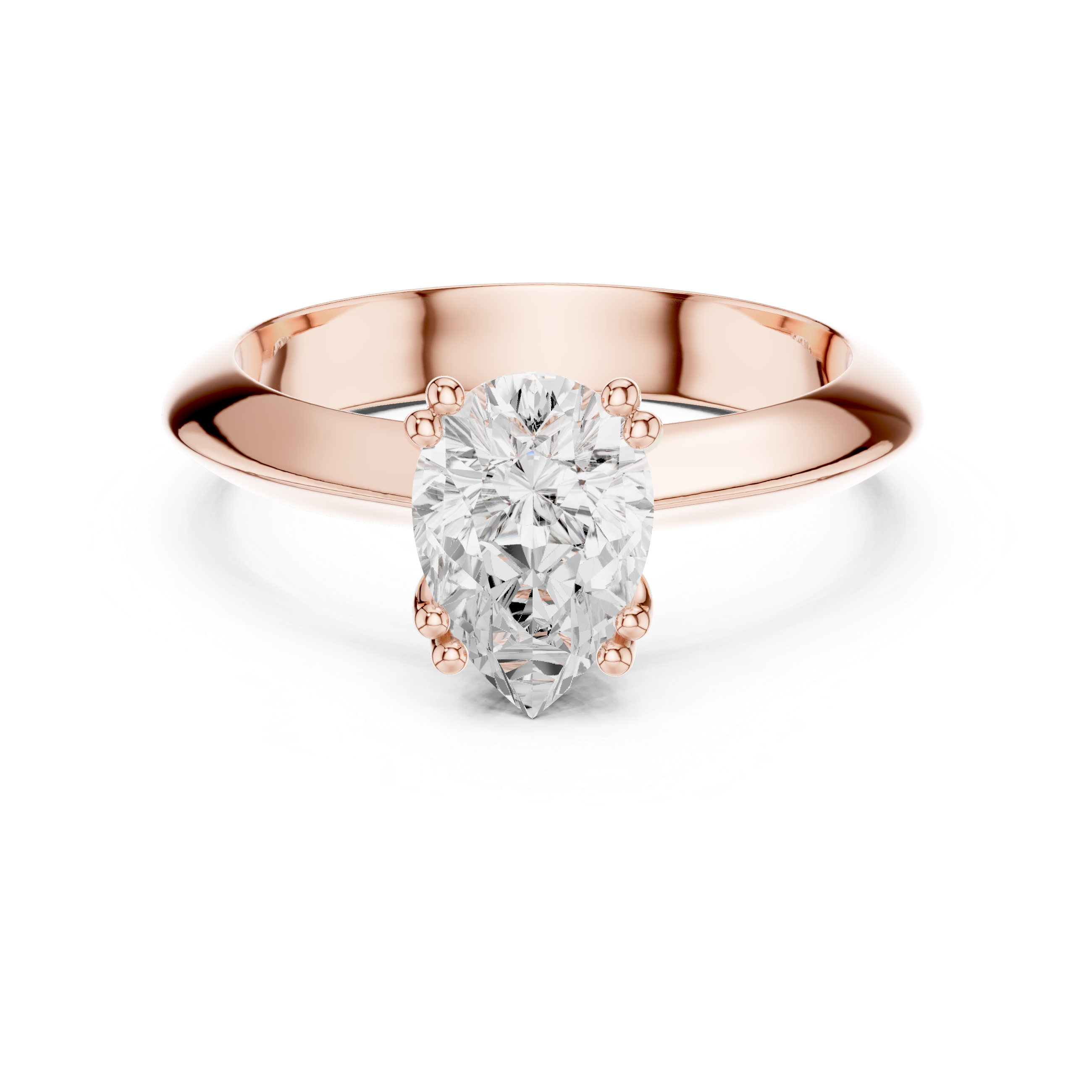 Pear Cut Solitaire Engagement Ring with Plain Band