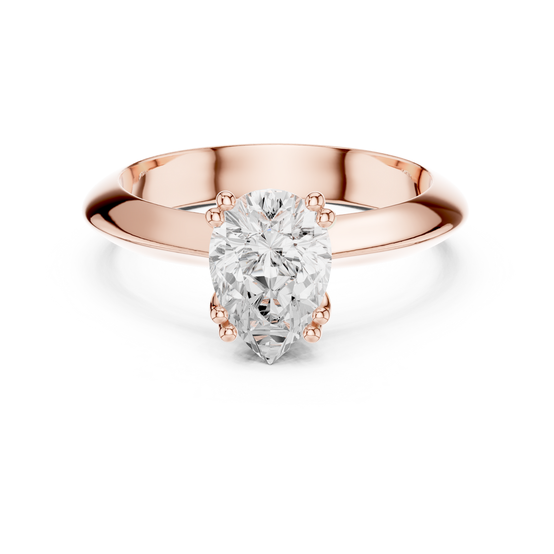 Pear Cut Solitaire Engagement Ring with Plain Band