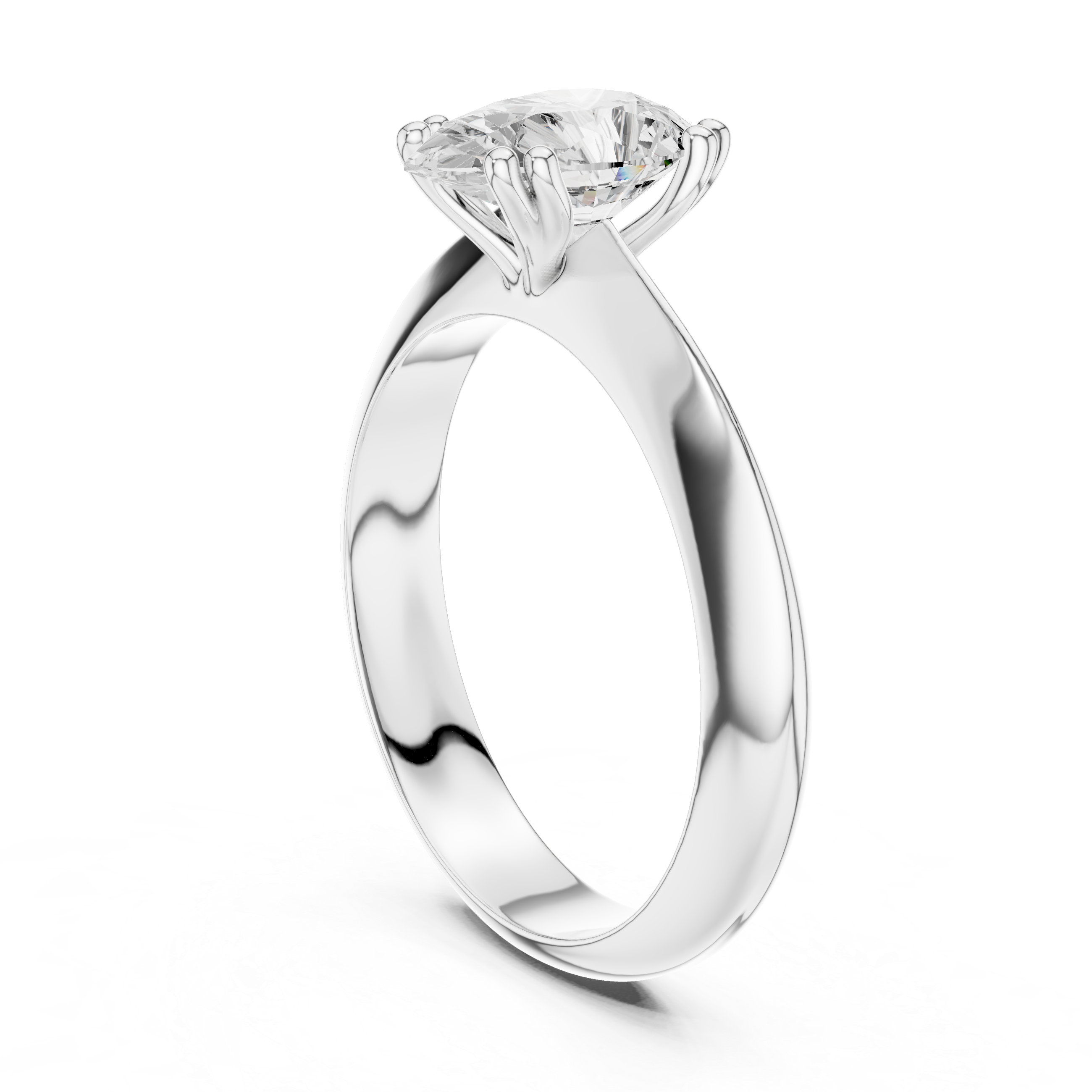 Pear Cut Solitaire Engagement Ring with Plain Band