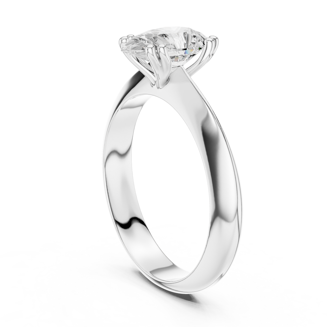 Pear Cut Solitaire Engagement Ring with Plain Band