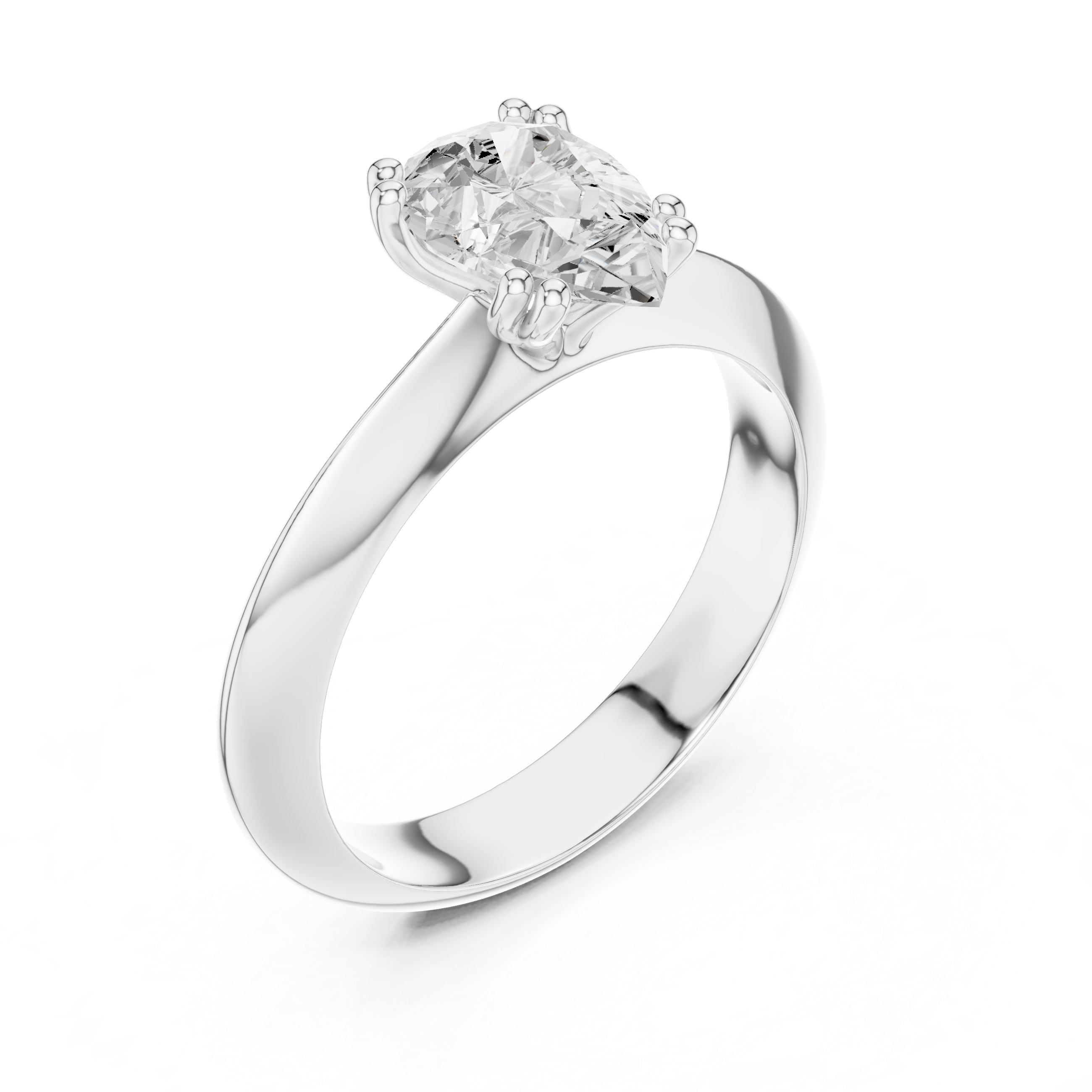 Pear Cut Solitaire Engagement Ring with Plain Band