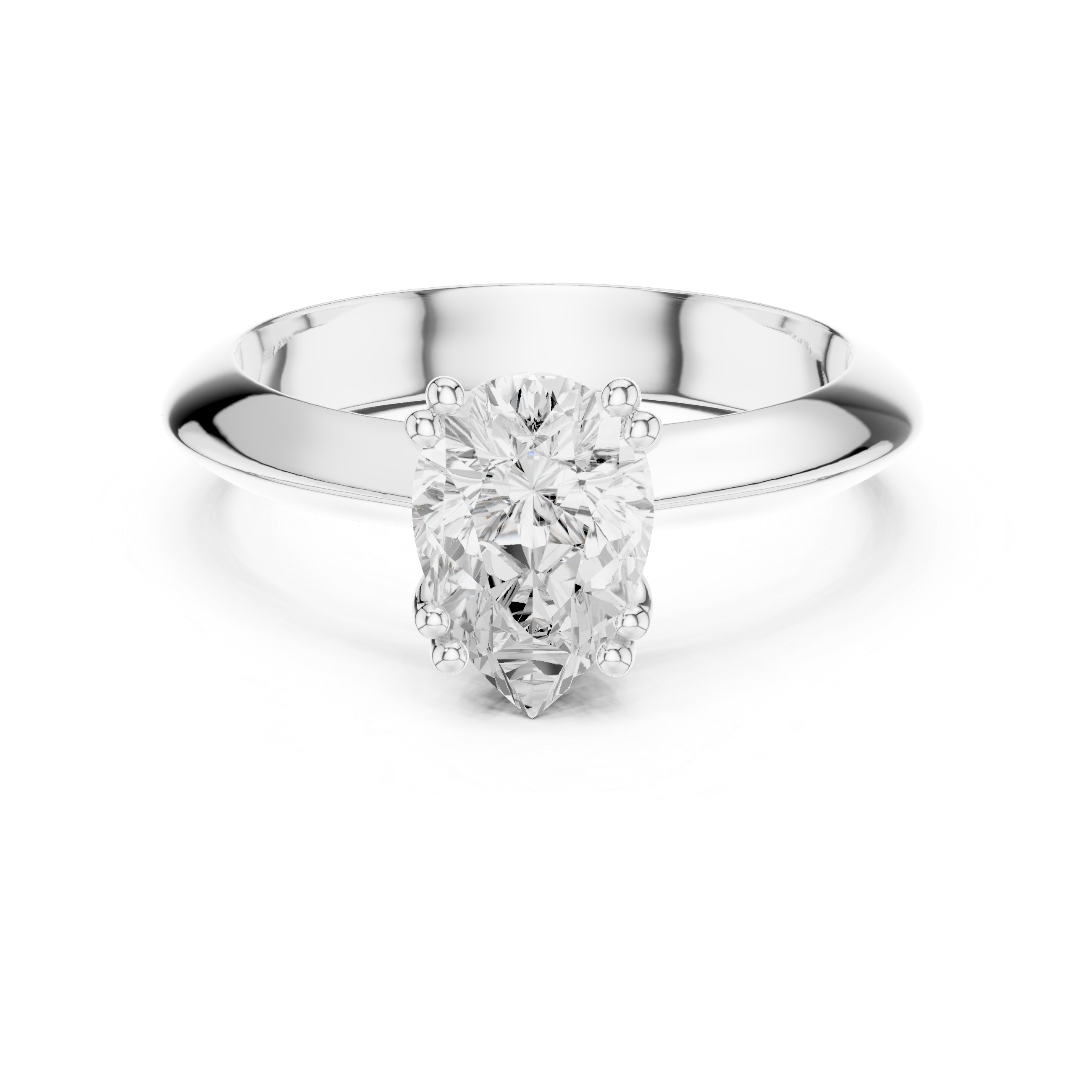 Pear Cut Solitaire Engagement Ring with Plain Band