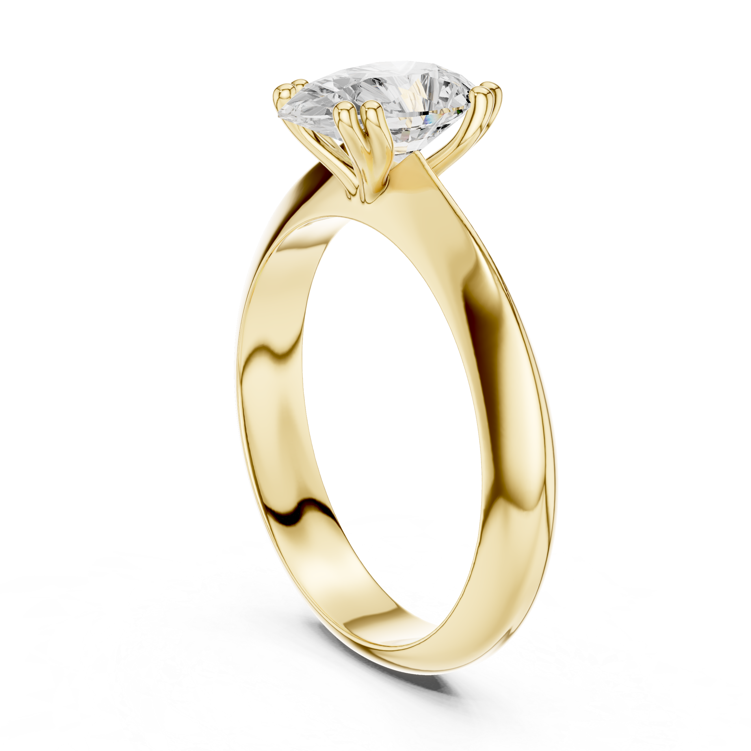 Pear Cut Solitaire Engagement Ring with Plain Band