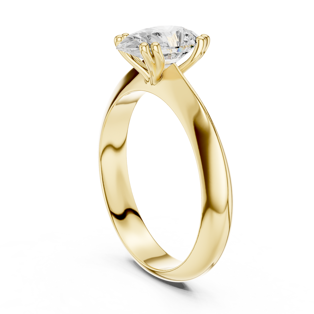 Pear Cut Solitaire Engagement Ring with Plain Band