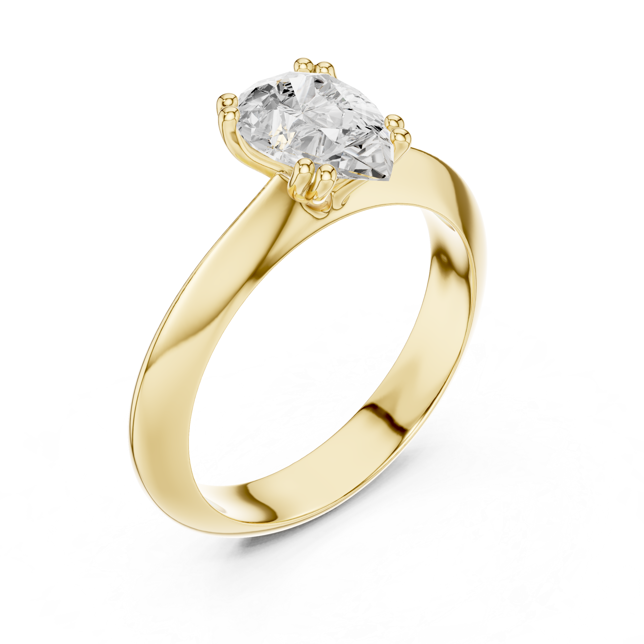 Pear Cut Solitaire Engagement Ring with Plain Band