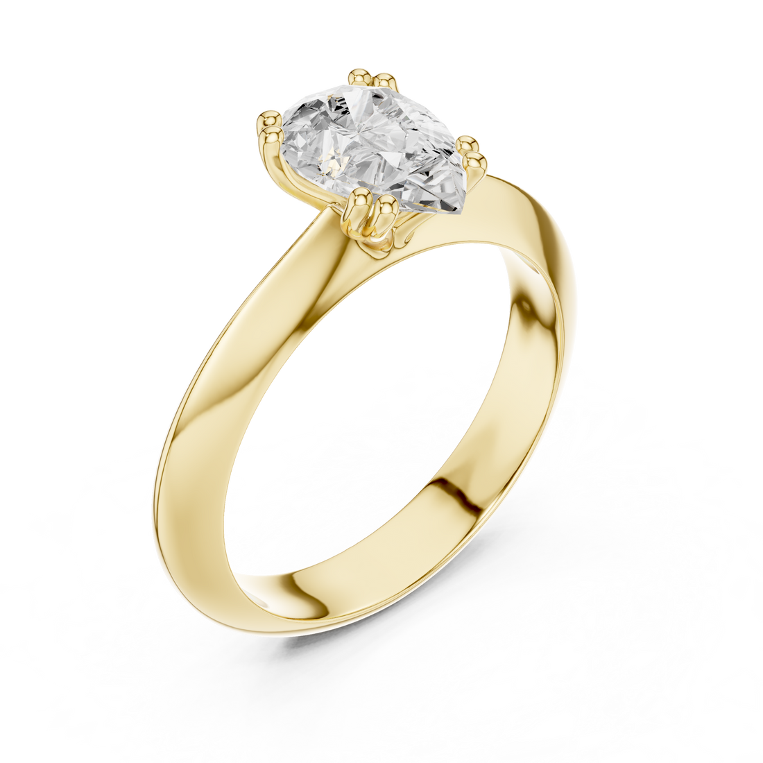 Pear Cut Solitaire Engagement Ring with Plain Band
