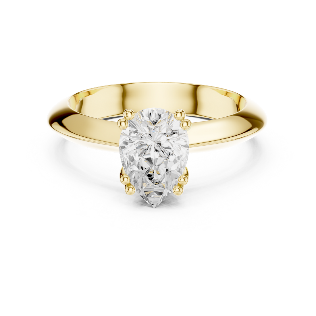 Pear Cut Solitaire Engagement Ring with Plain Band