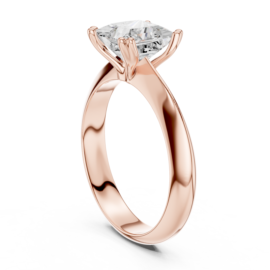 Princess Cut Solitaire Engagement Ring with Plain Band