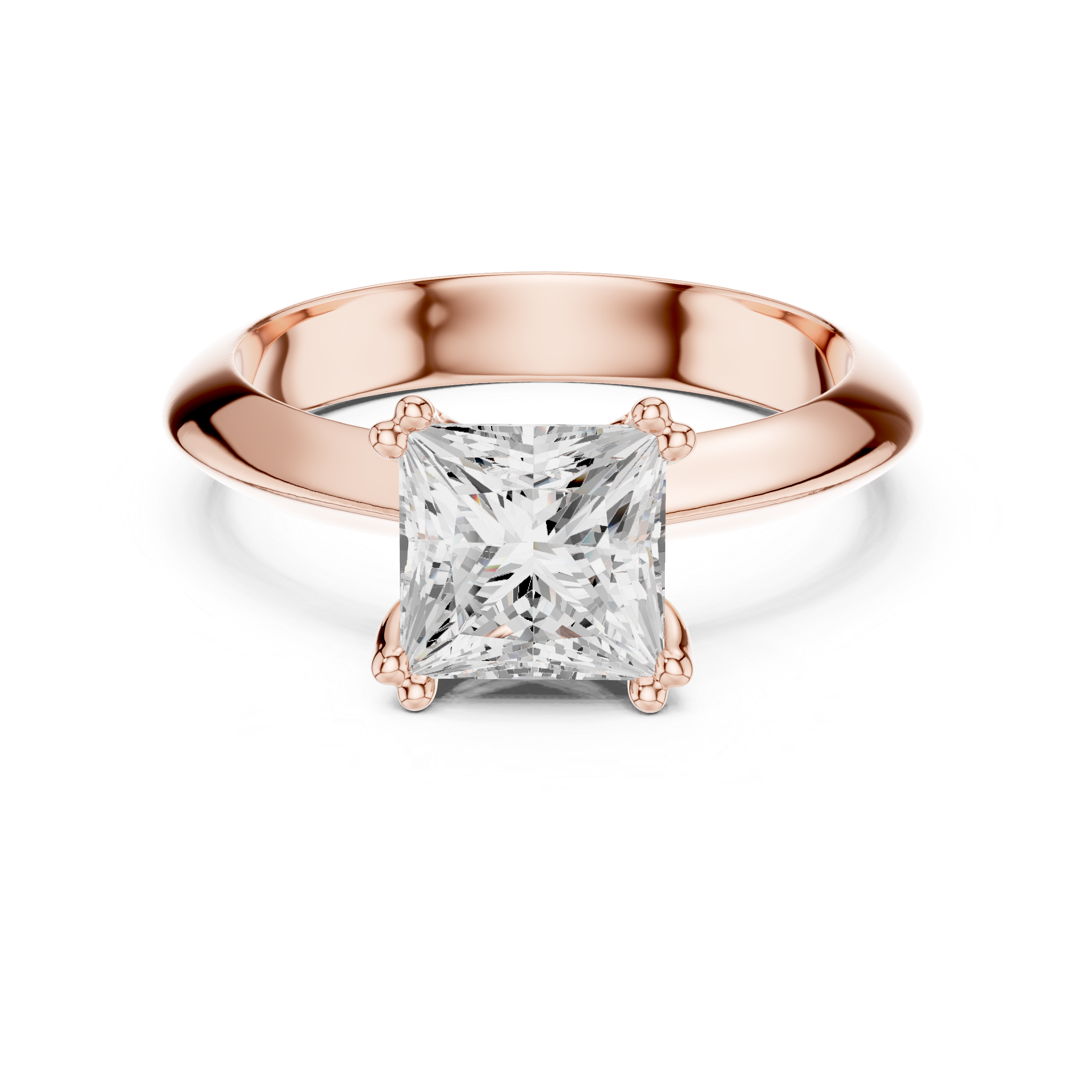 Princess Cut Solitaire Engagement Ring with Plain Band