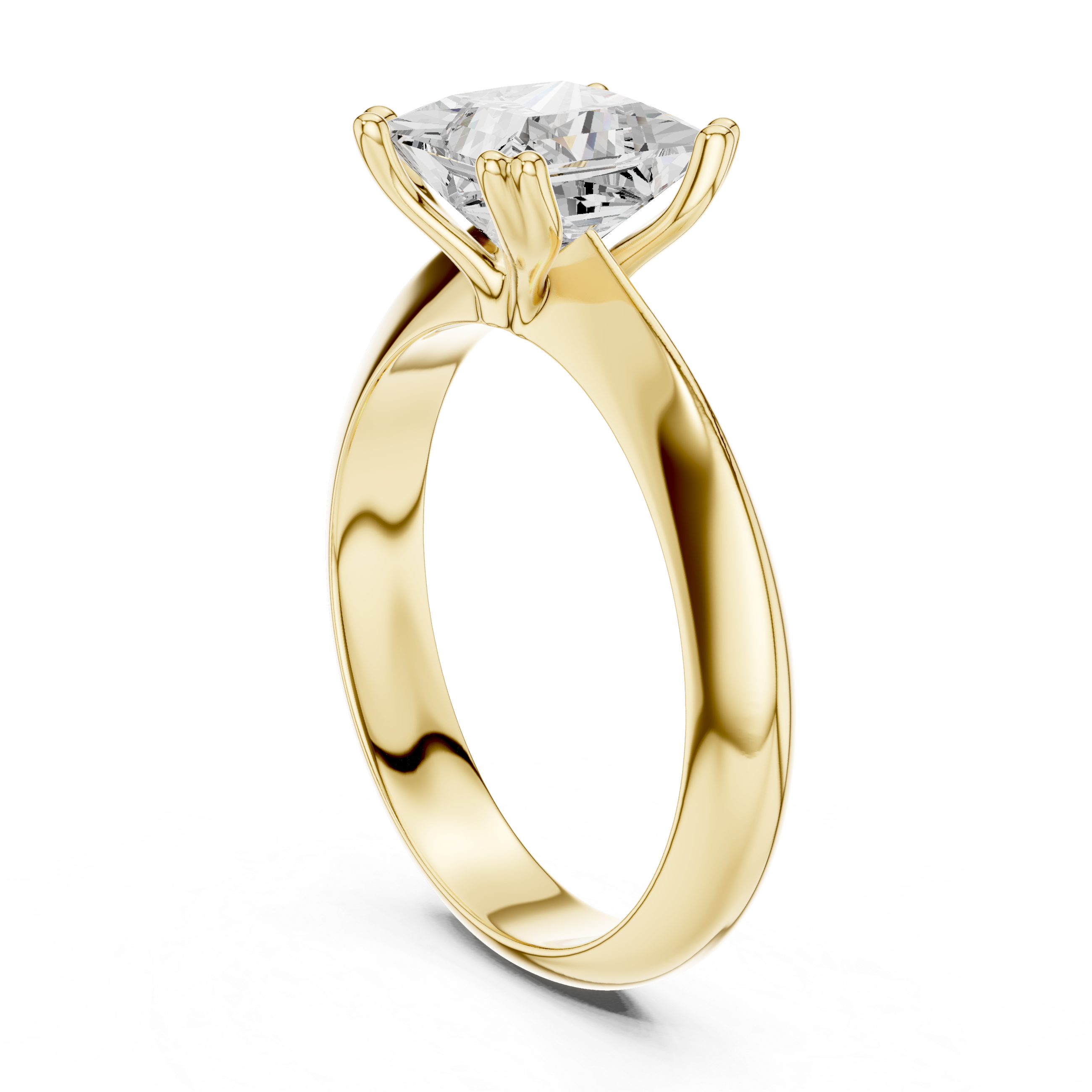 Princess Cut Solitaire Engagement Ring with Plain Band