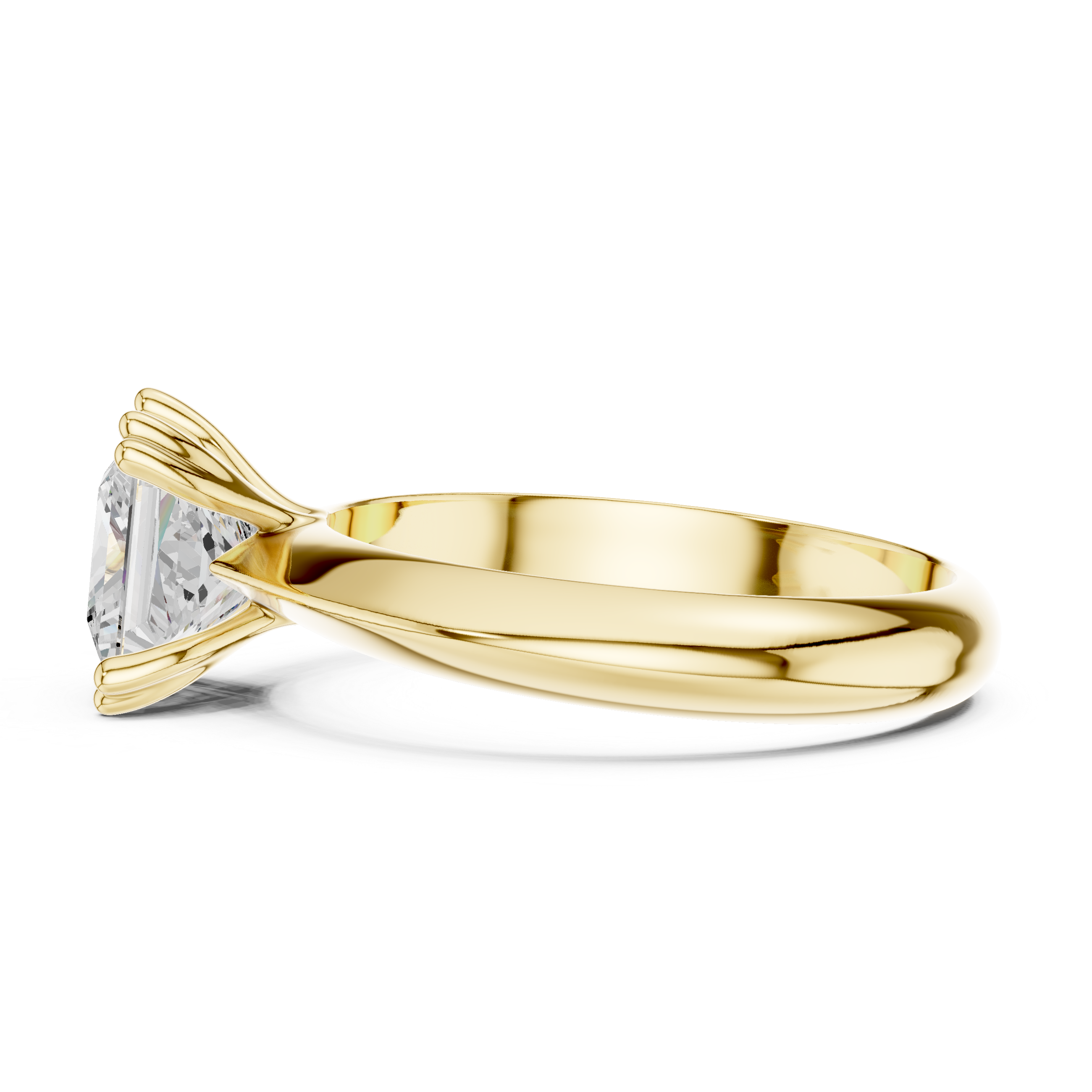 Princess Cut Solitaire Engagement Ring with Plain Band