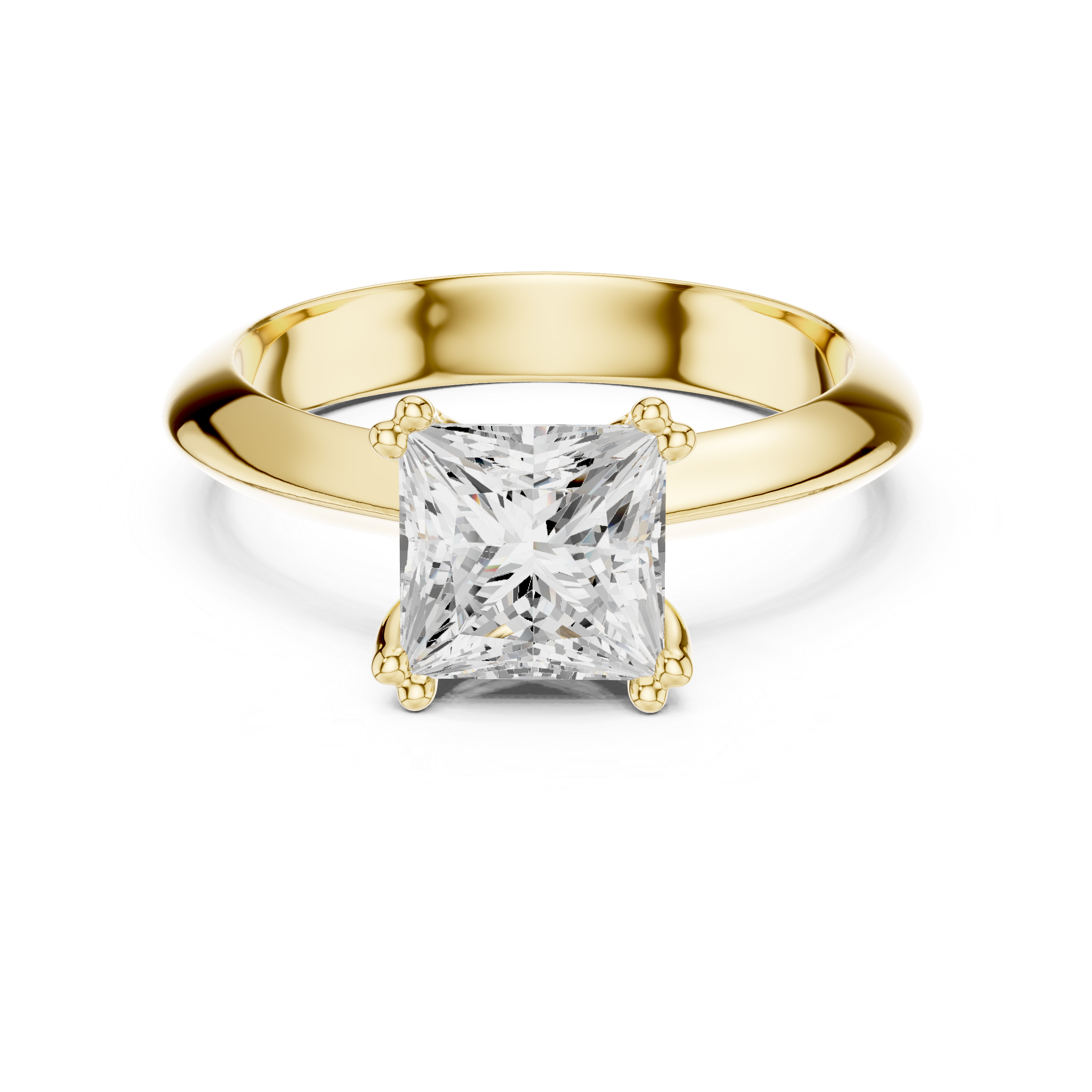 Princess Cut Solitaire Engagement Ring with Plain Band