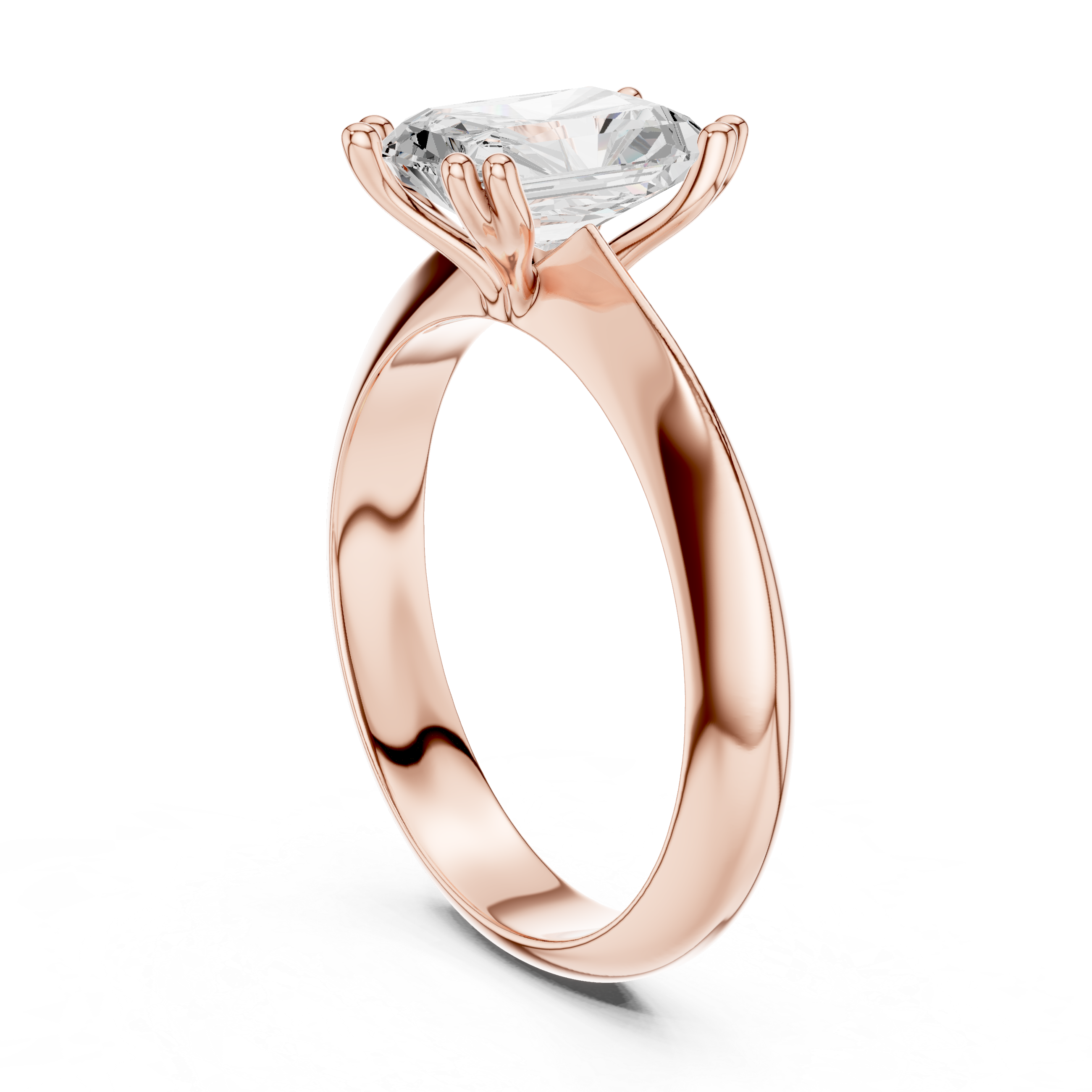 Radiant Cut Solitaire Engagement Ring with Plain Band